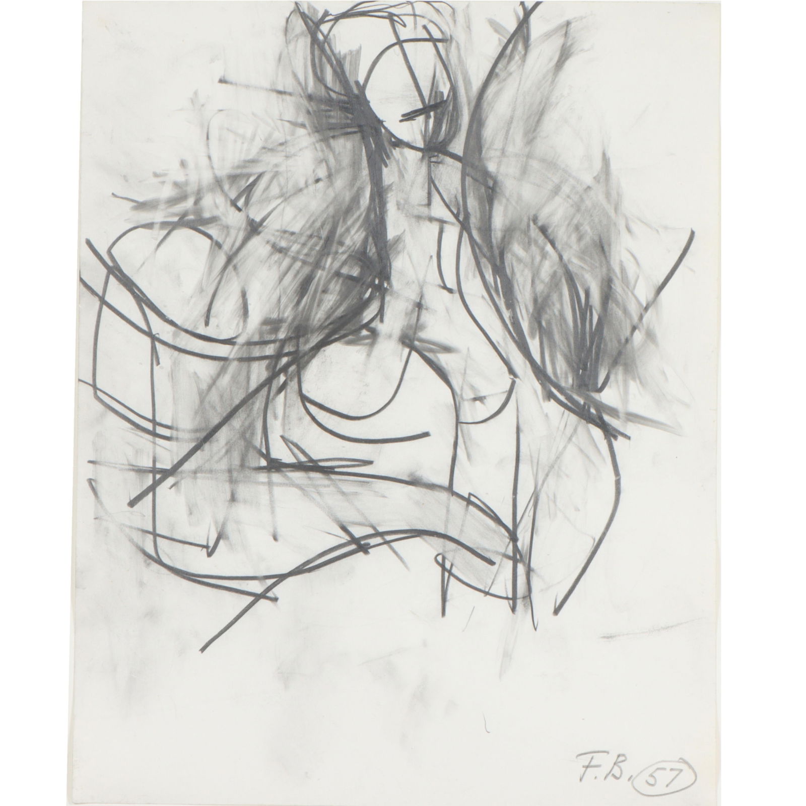 Fritz Bultman, American (1919 - 1985), abstract figure, 1957, charcoal on paper, 14"H x 11"W(paper), (1 of 11)