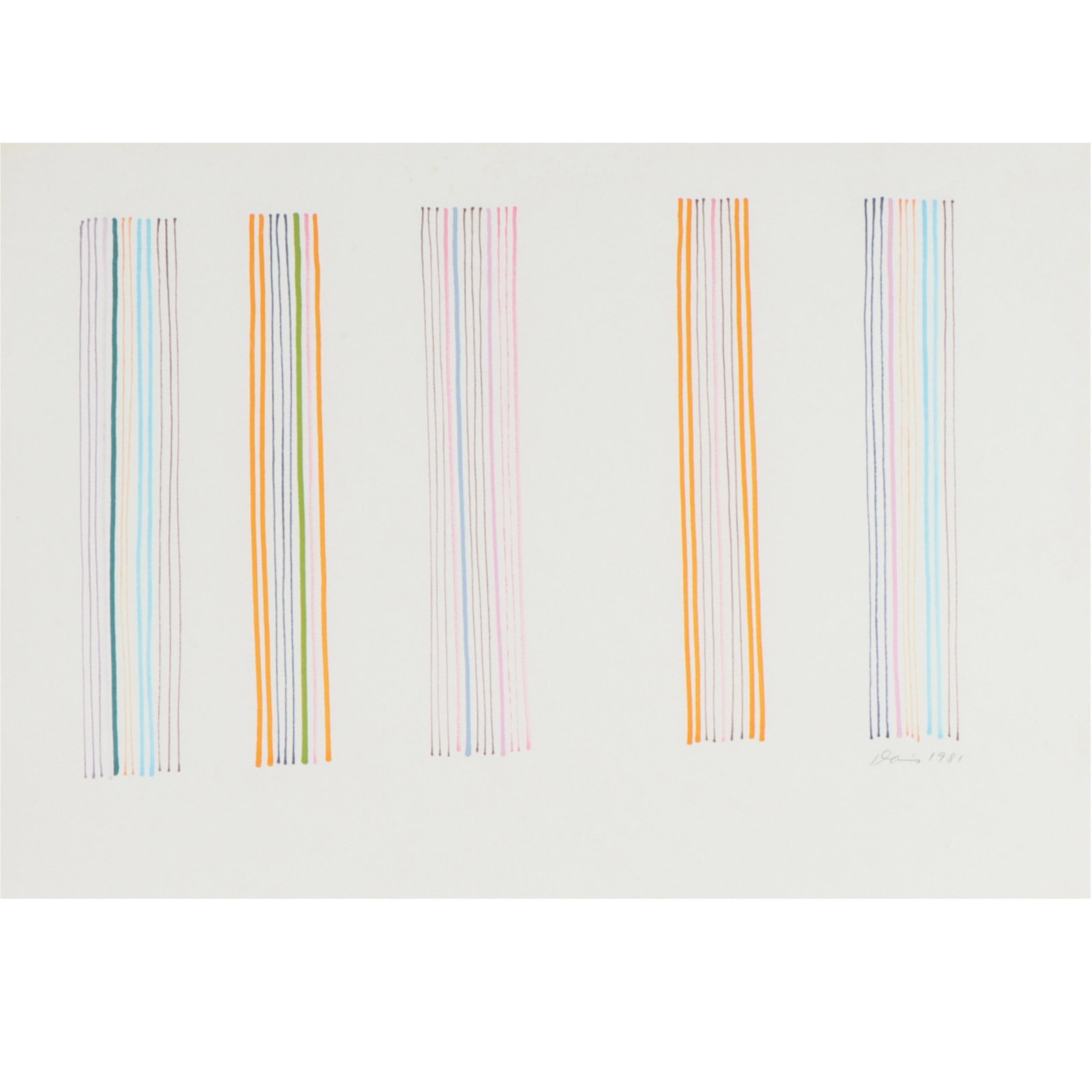 Gene B. Davis, American (1920 - 1985), geometric abstract, 1981, ink on paper, 12 1/2"H x 17 (1 of 10)