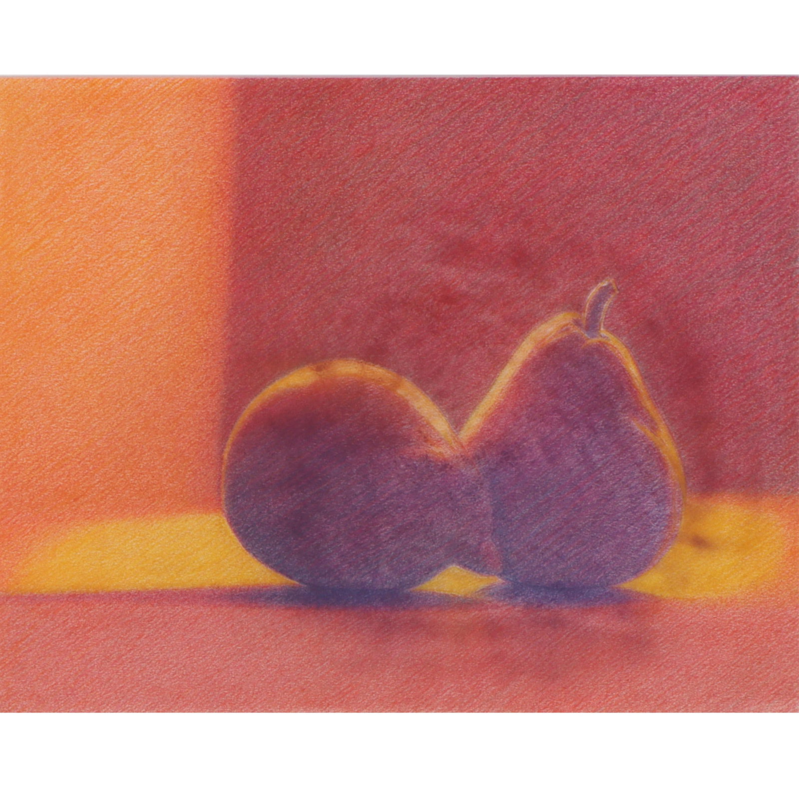 Martha Alf, American (1930-2019), Two Pears #7, 1983, pastel pencil on bond paper, 10 3/4"H x 13: Martha Alf American (1930-2019) Two Pears #7, 1983 pastel pencil on bond paper Signed verso. Provenance: JanBaum Gallery, Los Angeles, CA; Midwest Museum of American Art, Elkhart, IN Biography from th