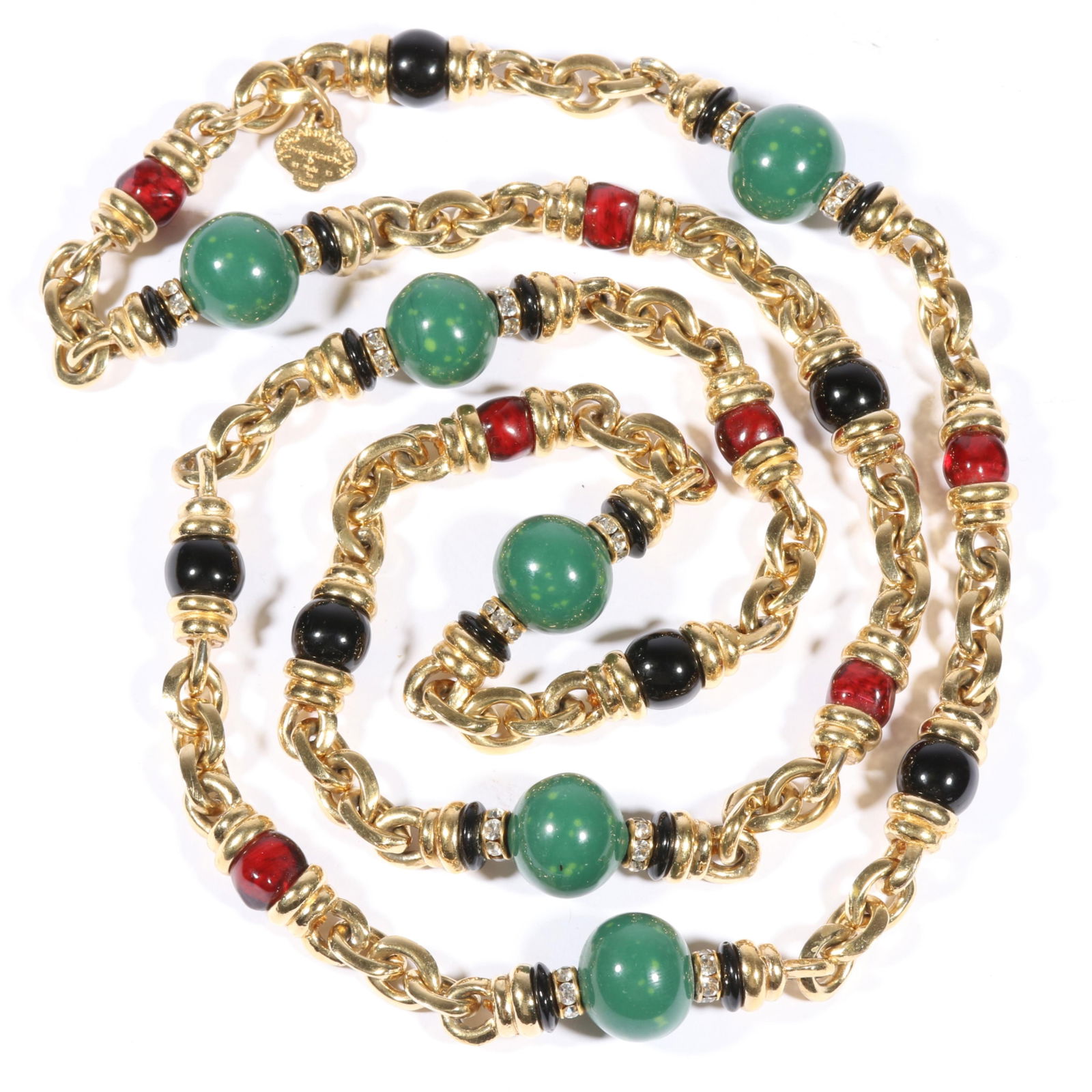 Yves Saint Laurent Rive Gauche YSL designer art glass beaded necklace. 40"Long (1 of 7)