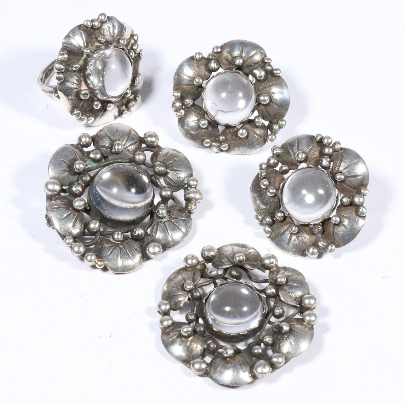 Mary Gage Modernist Arts & Crafts sterling silver and rock crystal matching set including pair of (1 of 12)