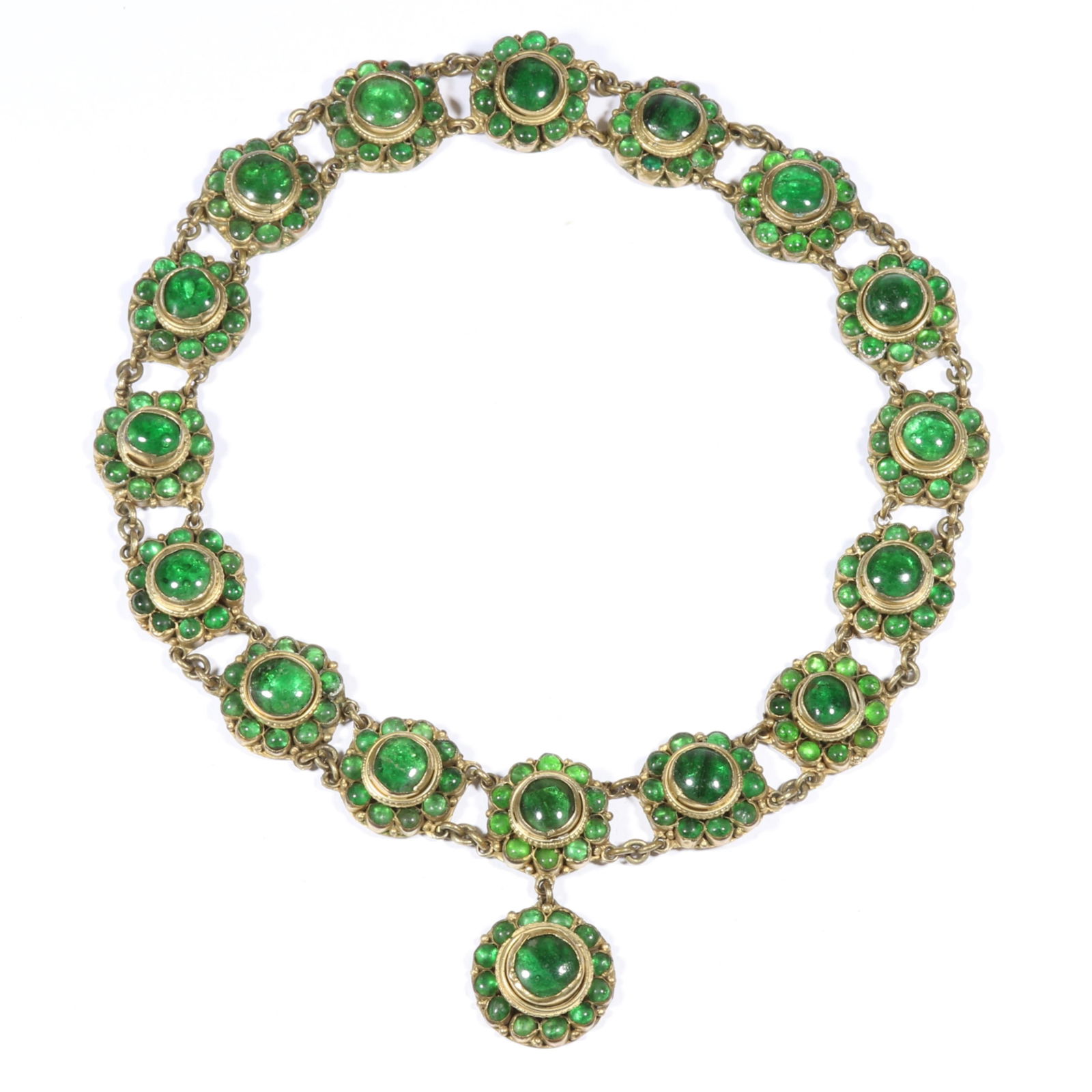 Antique French deep green Gripoix glass layered necklace. 15 1/2"L x 2 1/8"Drop (1 of 12)