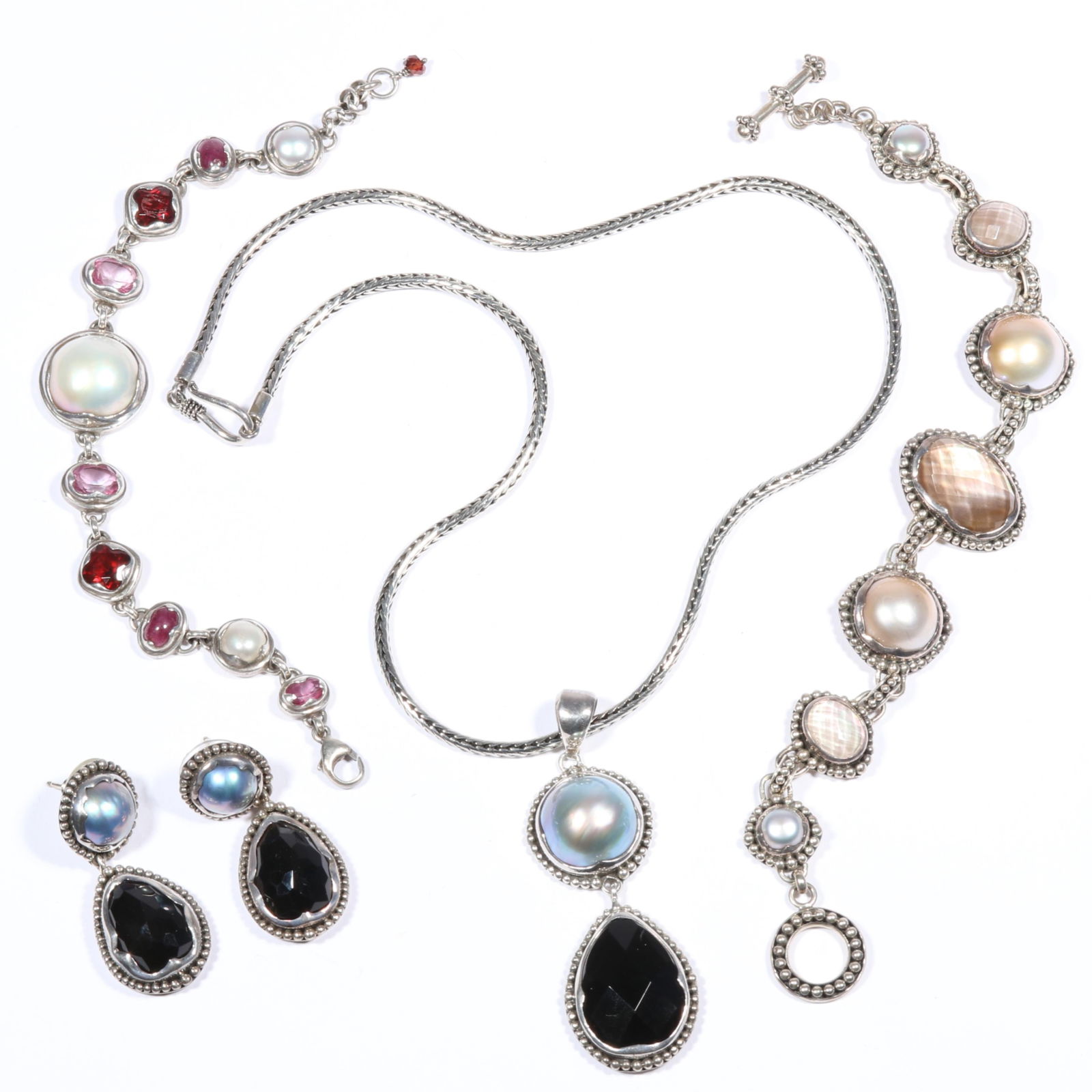 Vintage Janice Girardi sterling silver jewelry group including necklace, bracelets, and earrings (1 of 11)