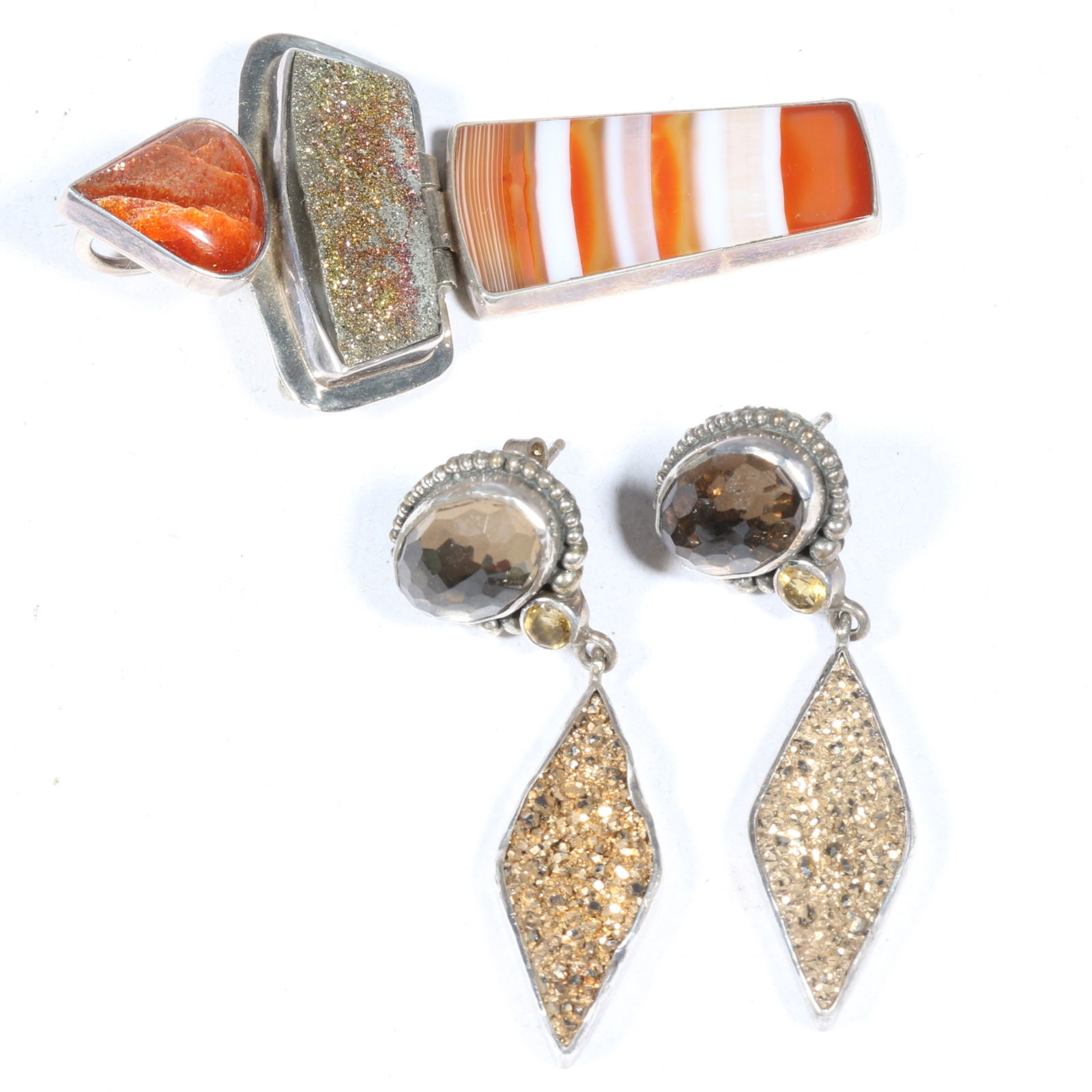 Echo of the Dreamer sterling silver jewelry group including carnelian, sunstone, and a druzy stone (1 of 11)