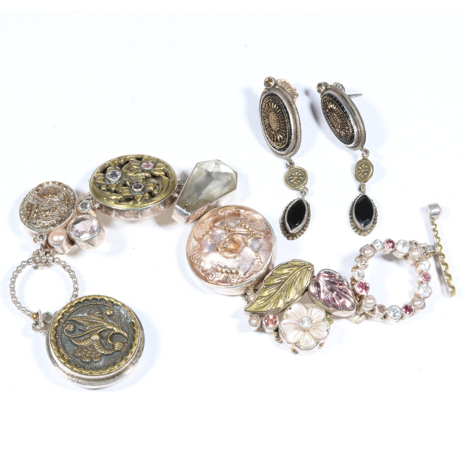 Echo of the Dreamer Margaret Thurman sterling silver jewelry group including Czech glass, pink (1 of 13)