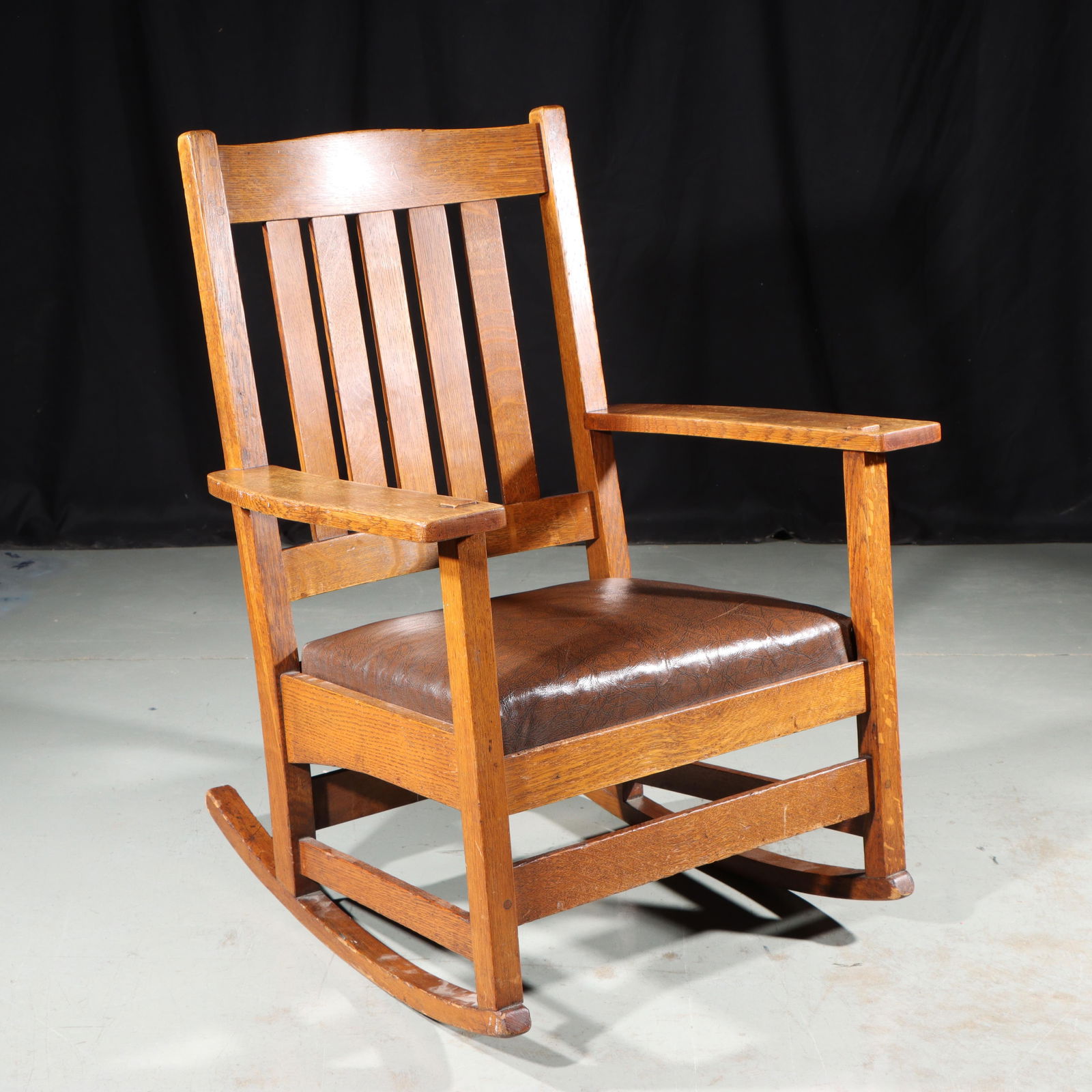 L & J G Stickley Arts & Crafts Mission oak rocking chair with upholstered seat 34 1/4Â?? H X (1 of 15)