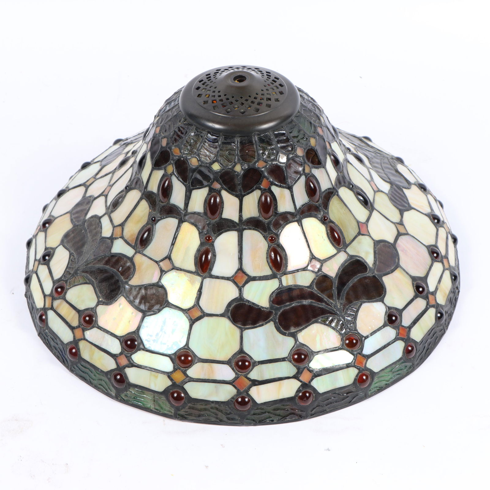 Tiffany style slag stained glass hanging light shade 8 1/2'H x 16'Diam. (1 of 8)