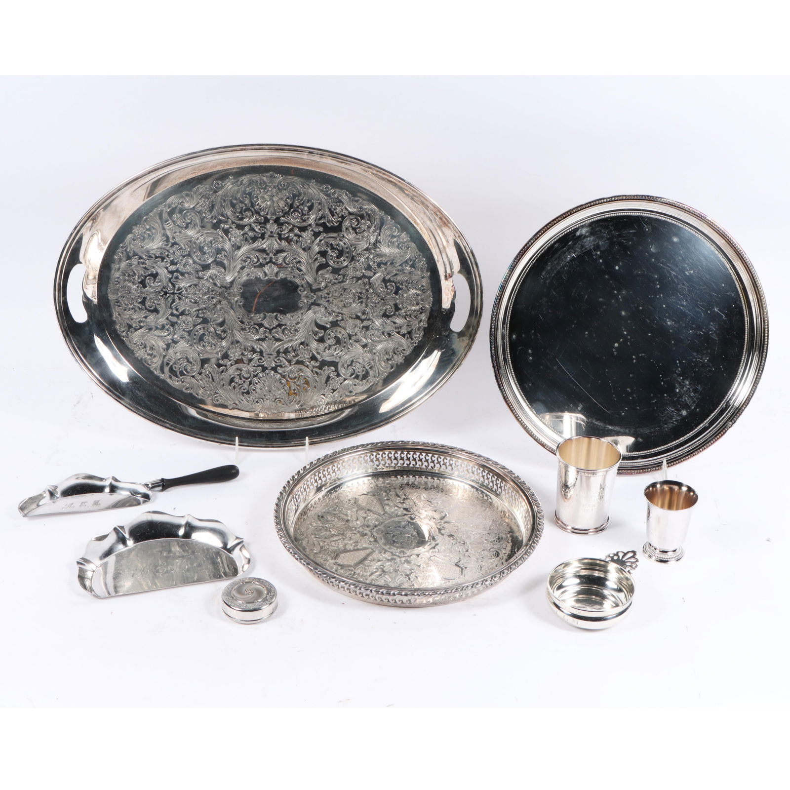 Collection of vintage silverplate serveware: Christofle beaker, Reed & Barton sterling silver (1 of 12)