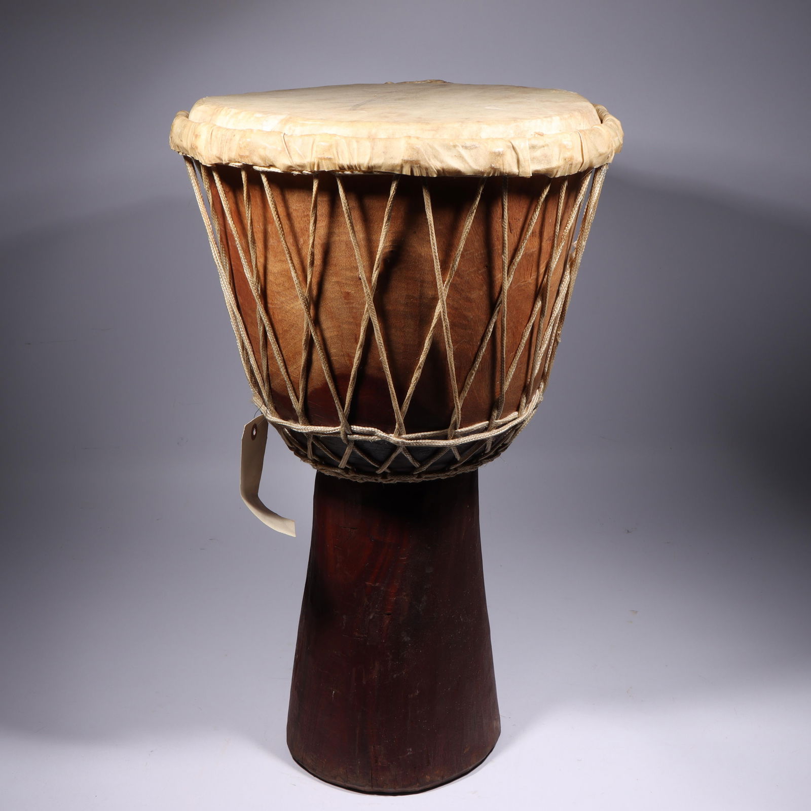 African tribal Djembe drum with hide cover and webbed rope 24'H x 16'Diam. (1 of 10)