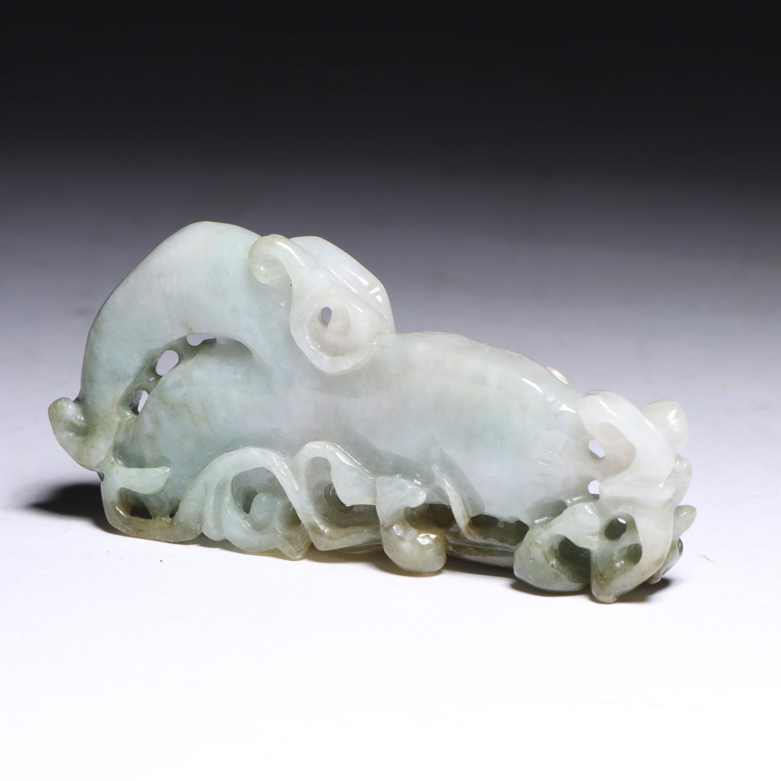 Chinese carved Hetian jade organic figure ornament 1 1/4'H x 3'W x 1/4'D (1 of 9)