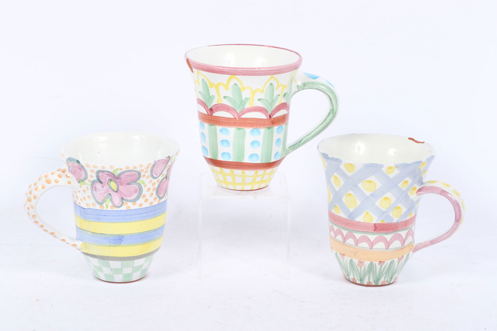 MacKenzie-Childs 3pc mug group 4 3/4'H x 4'Diam. (each) (1 of 10)