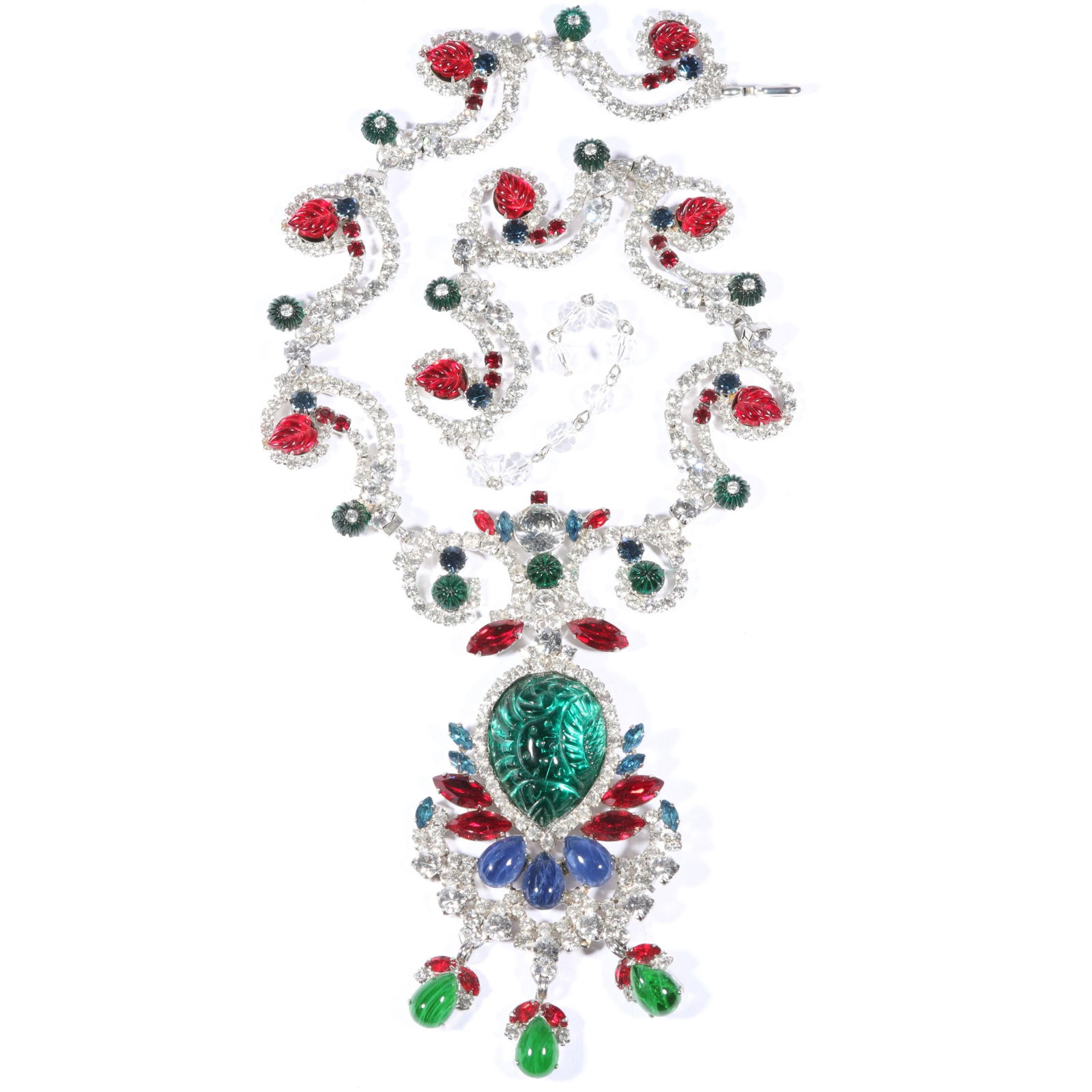 MOANS Couture Christopher Crouch designer HUGE jewel tone carved art glass rhinestone crystal (1 of 10)