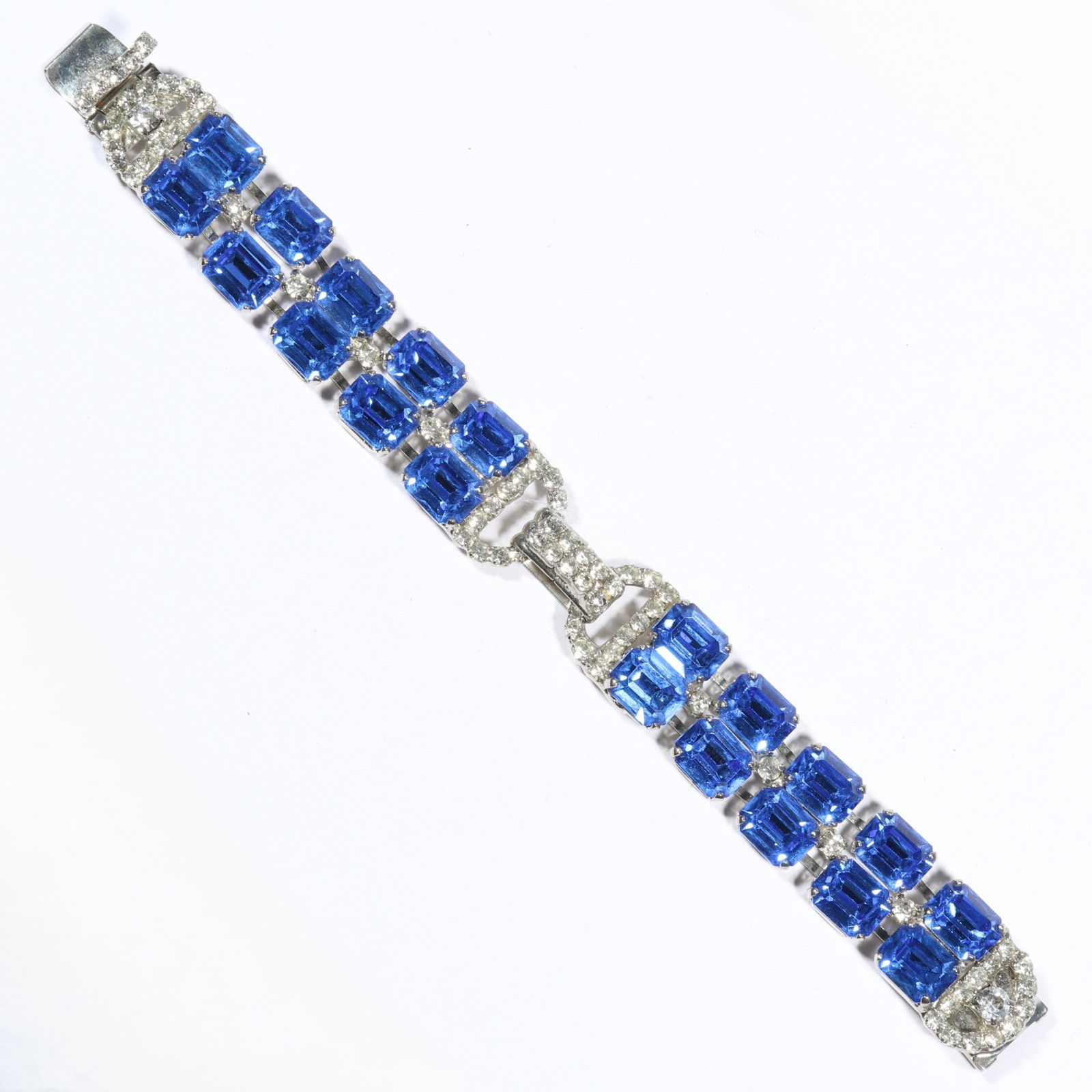 Robert Sorrell, Sorrell Originals ultramarine blue jeweled and clear rhinestone crystal bracelet. 6 (1 of 7)