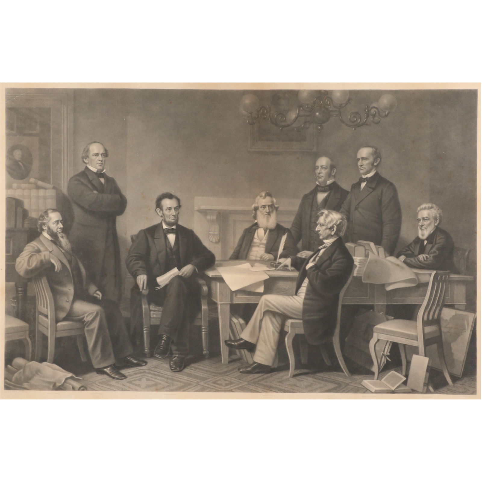 Francis Bicknell Carpenter (New York, 1830-1900), "First Reading of the Emancipation Proclamation,": Francis Bicknell Carpenter (New York, 1830-1900), "First Reading of the Emancipation Proclamation," engraving This is an engraving depicting Abraham Lincoln at the first reading of the Emancipation Pr
