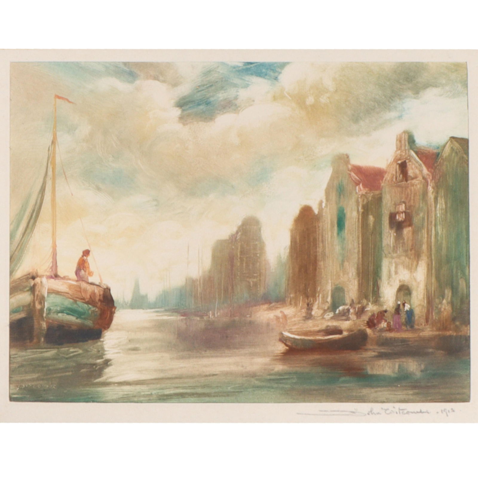 John J. Witcombe, British 1872?1918, Waterway of Amsterdam, 1913, monotype laid on board, 10 1/2"H x (1 of 11)