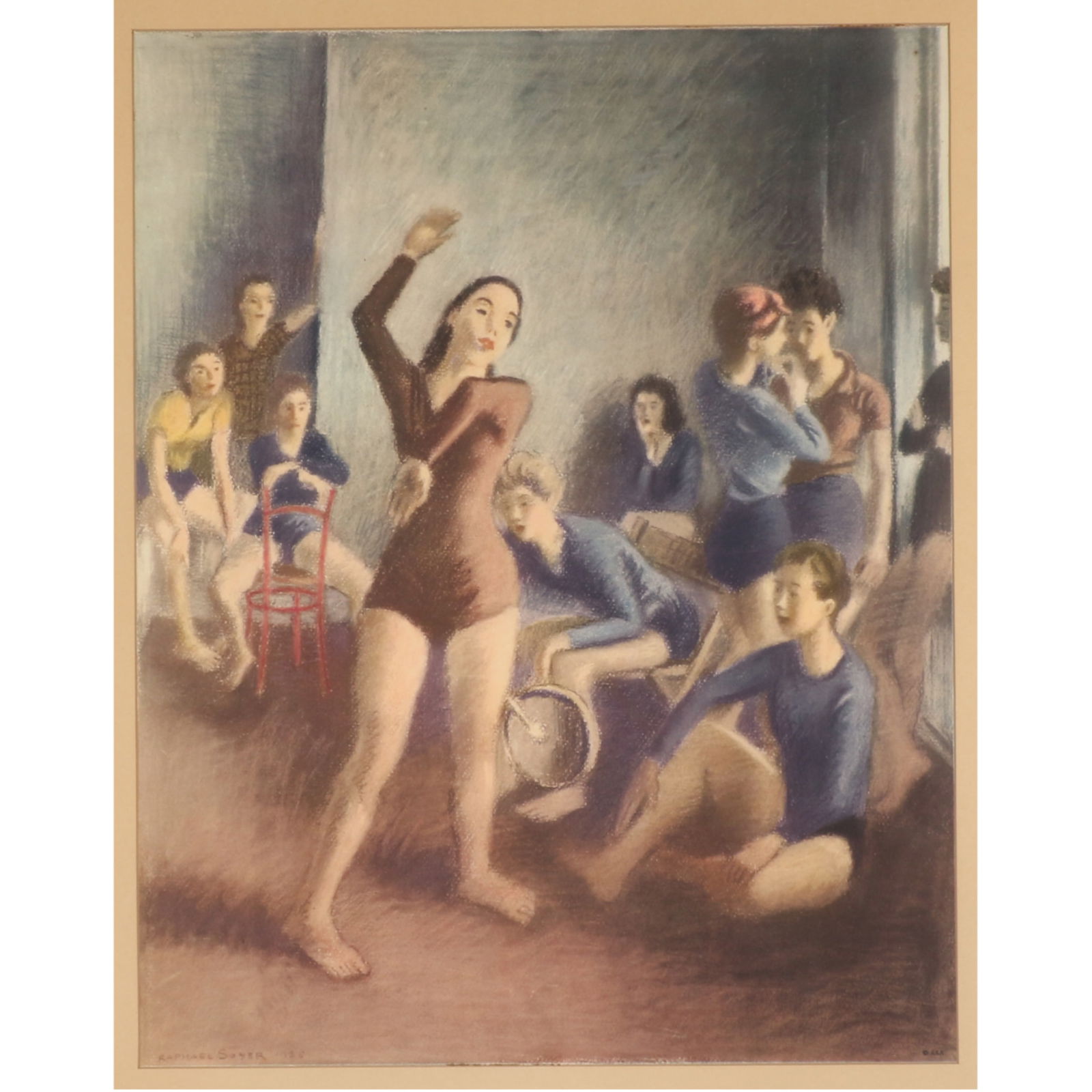 Raphael Soyer (Russian American, 1899-1987) Modern Tempo, gelatone print 31 1/4"H x 25 1/4"W (frame) (1 of 8)