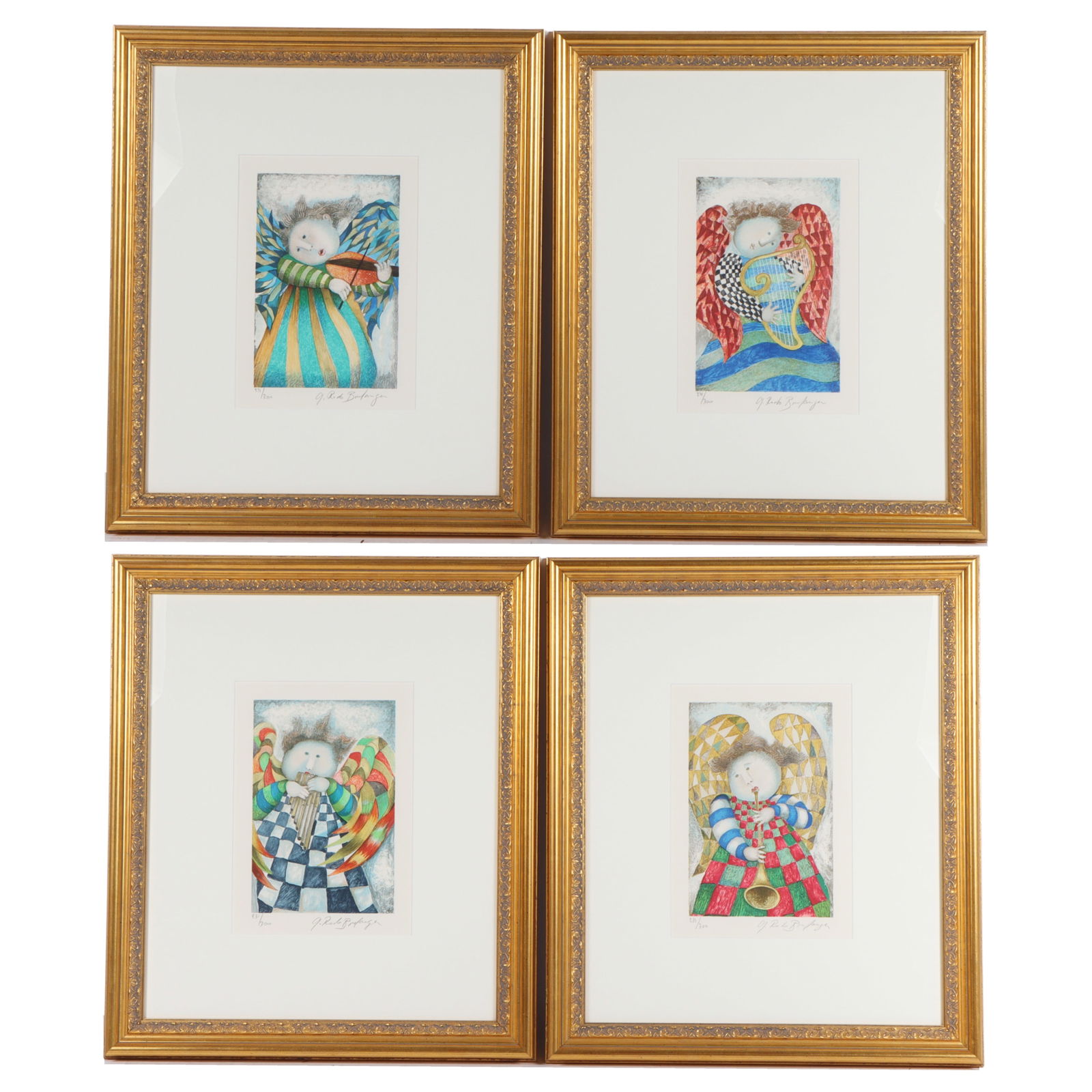 Graciela Rodo Boulanger, Bolivia / France, (b.1935) "Music of Angels", set of 4 lithographs (1 of 11)