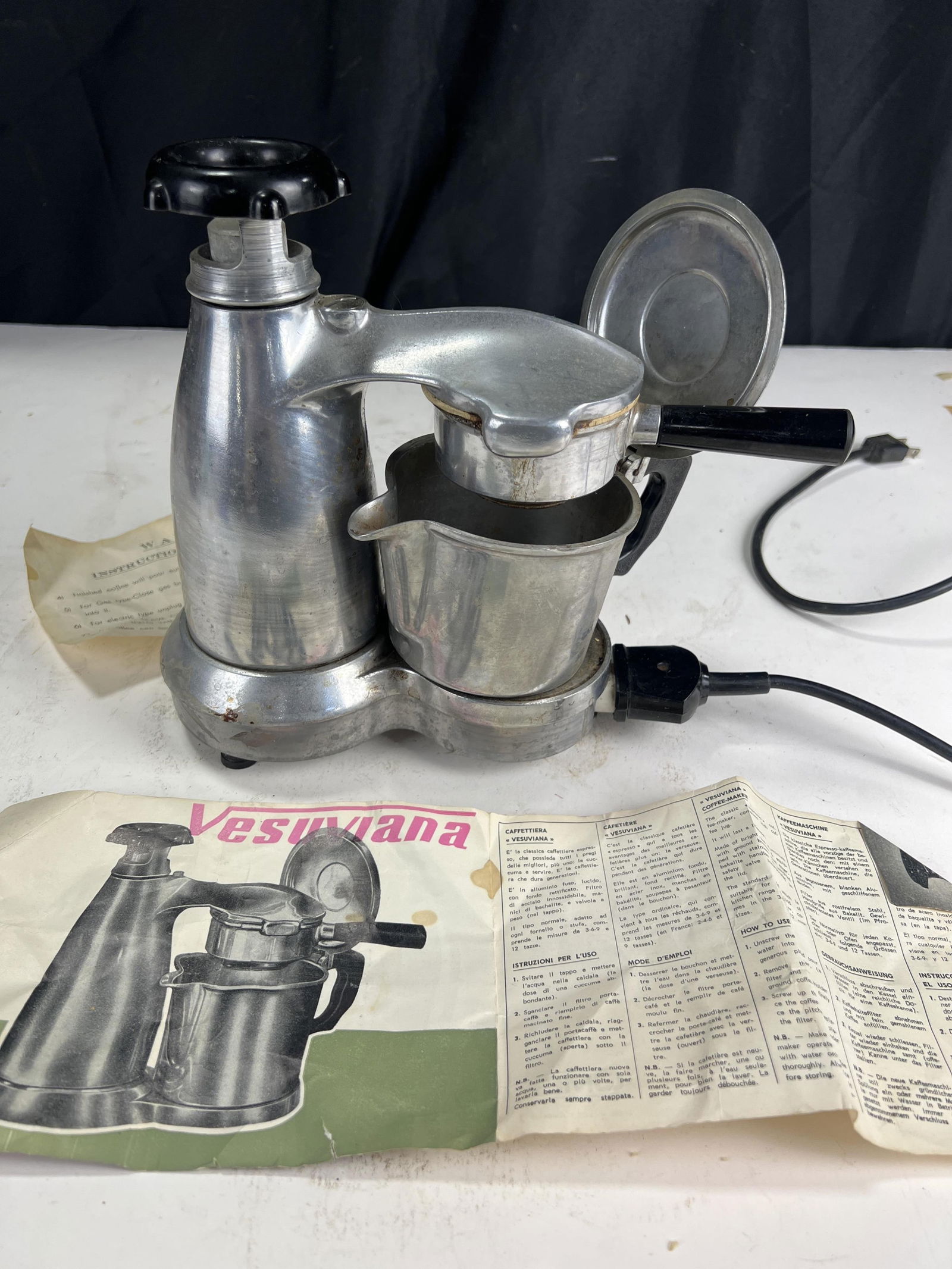 Stovetop Espresso Vesuviana Cappuccino Maker Vintage Vesuviana Cup