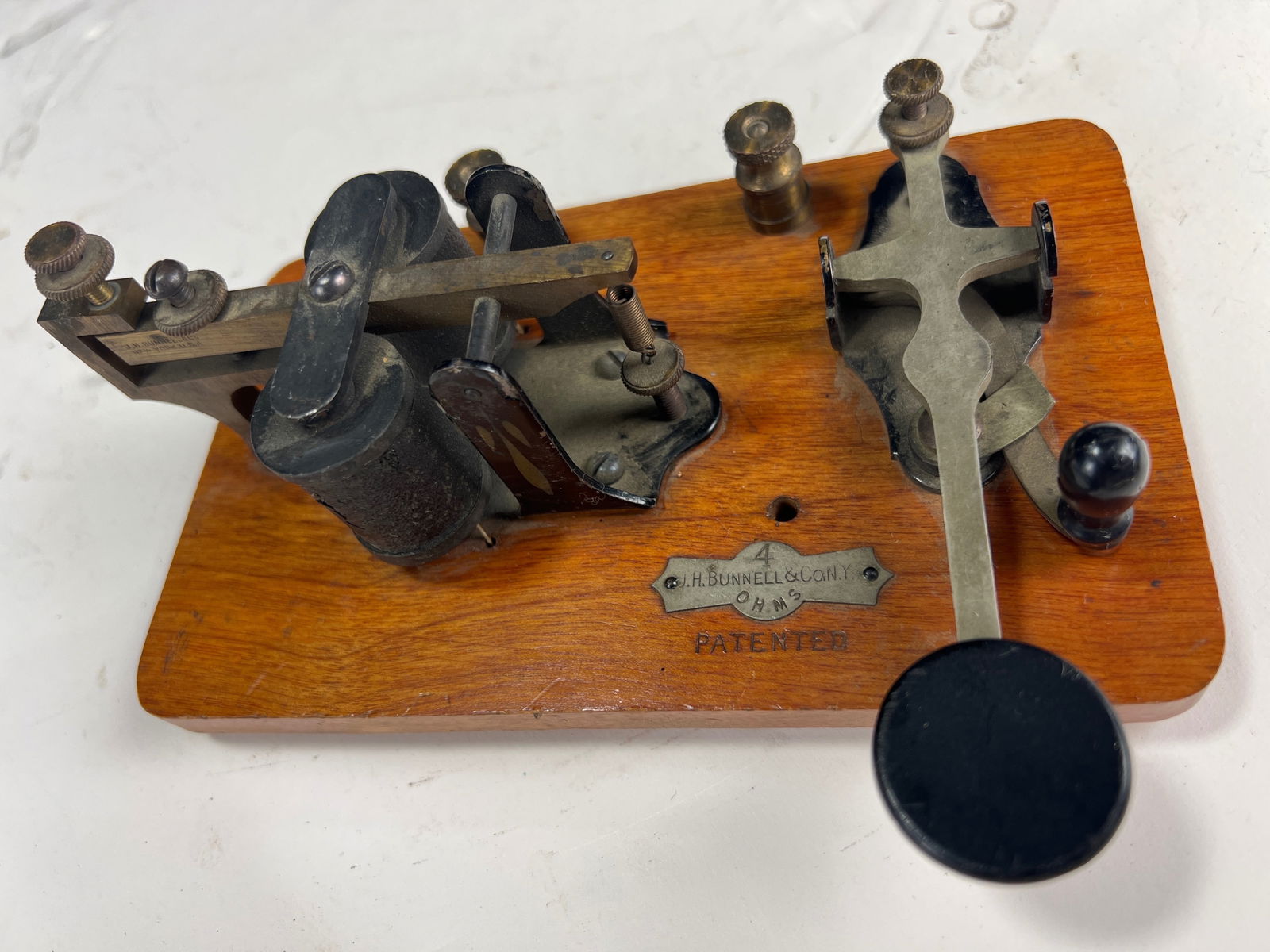 J.H. Bunnell 4 ohm telegraph key with repeater (1 of 8)
