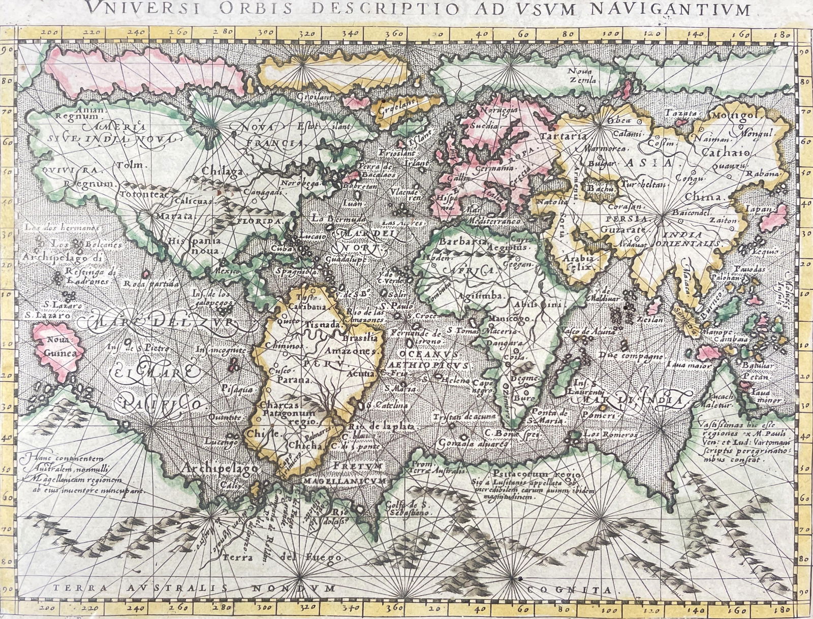 Giovanni Magini (Italy, 1597), "Universi Orbis Descriptio Ad Usum Navigantium" (1 of 4)