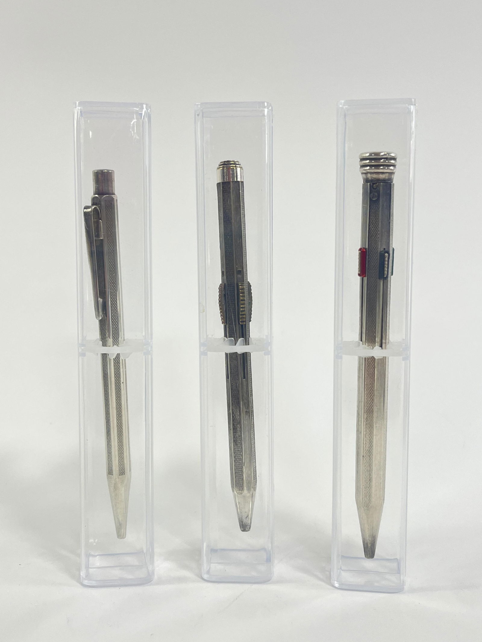 Three silver pens, two multicolored color-switching pens (1 of 10)