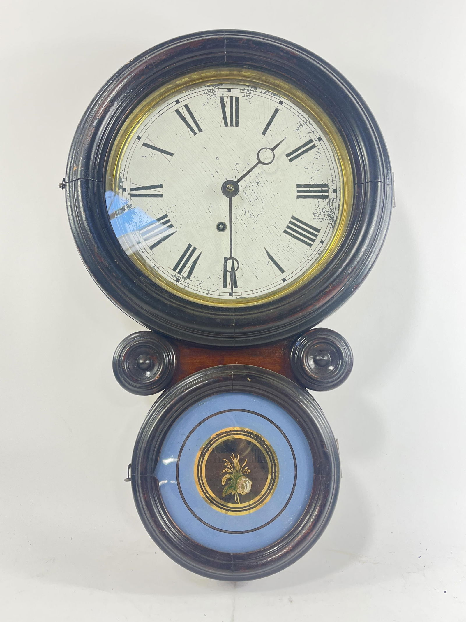 Circular Wall Hanging Clock With Gold/Floral Embellishment Made by E. Ingraham & Co (1 of 6)
