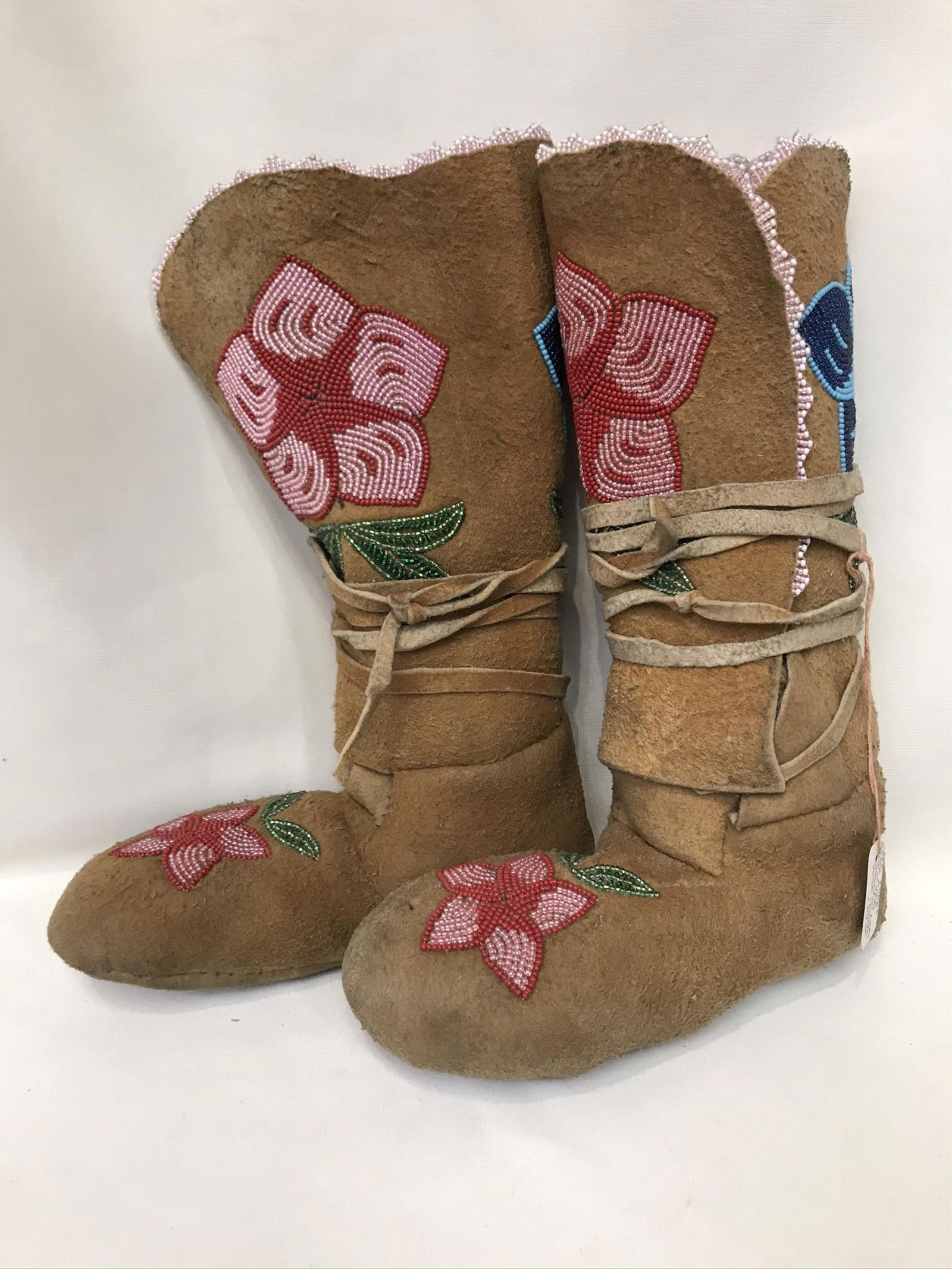 Cree Moose Hide High Top moccasins - Meadow Lake Saskatchewan Canada, 9" L x 12" H x 4" W (1 of 11)