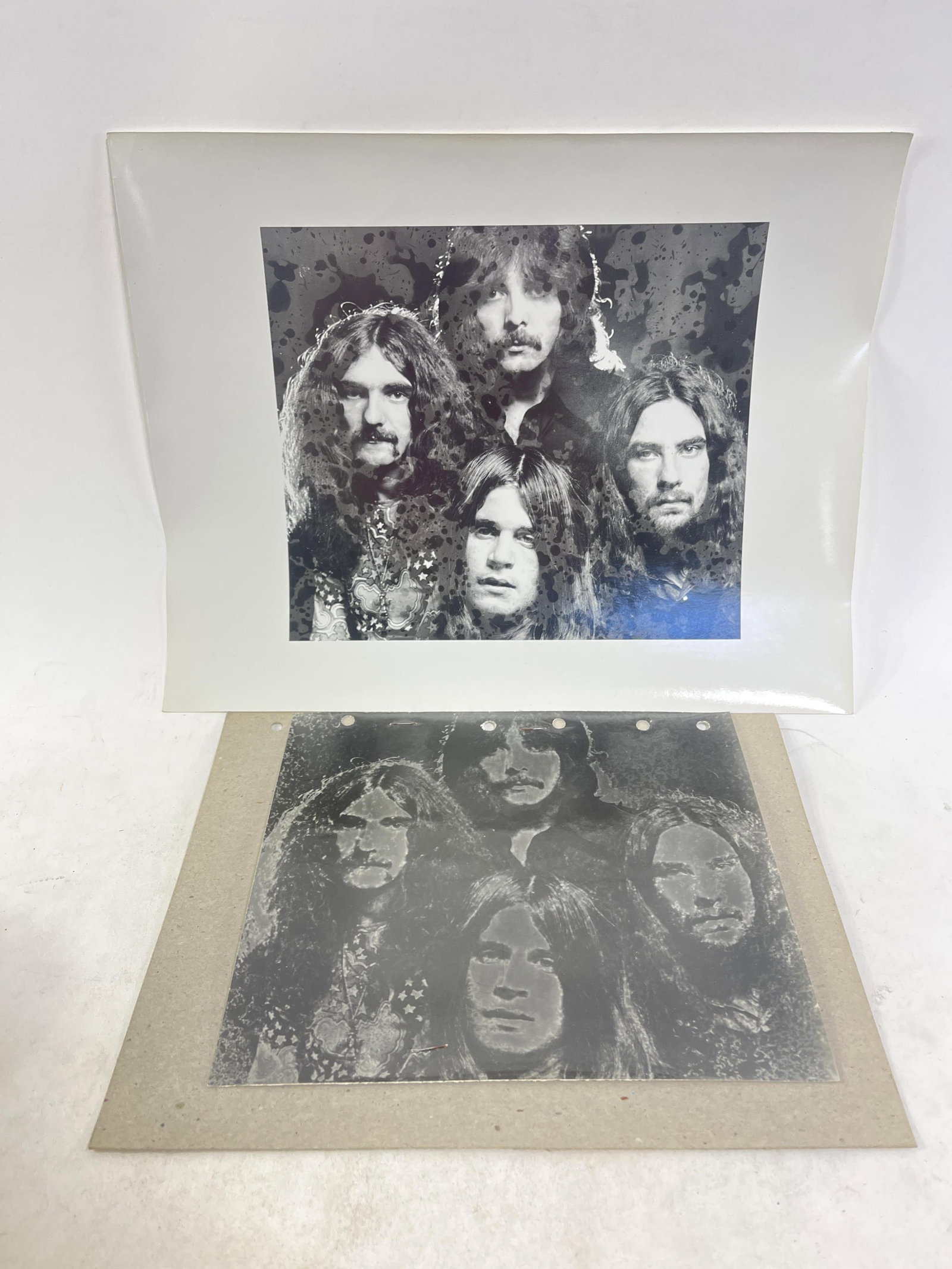 Pair of rare/unseen Black Sabbath photos, Ozzy Osbourne, Geezer Butler, Tony Iommi, Bill Ward,: Pair of rare/unseen Black Sabbath photos, Ozzy Osbourne, Geezer Butler, Tony Iommi, Bill Ward Provenance: Connie DeNave Estate