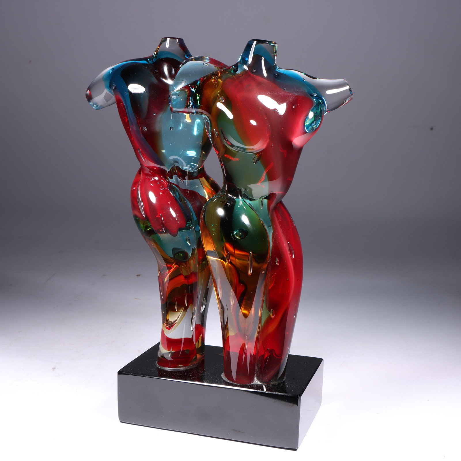 Vetro Artistico Murano art glass nude male and female 'Lovers' figural group sculpture. 11 3/4"H x 8: Vetro Artistico Murano art glass nude male and female 'Lovers' figural group sculpture. CAM Gallery. Engraved, signed and dated 2011. 11 3/4"H x 8 1/4"W