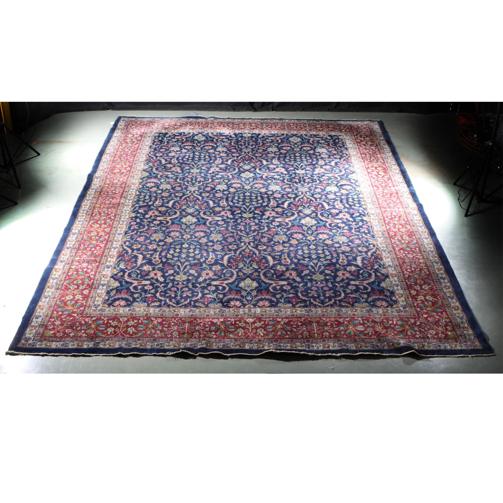 Hand knotted Indian Kashan wool Oriental estate rug carpet, 10x14. 164?H x 122?W: Hand knotted Indian Kashan wool Oriental estate rug carpet, 10x14. 164?H x 122?W