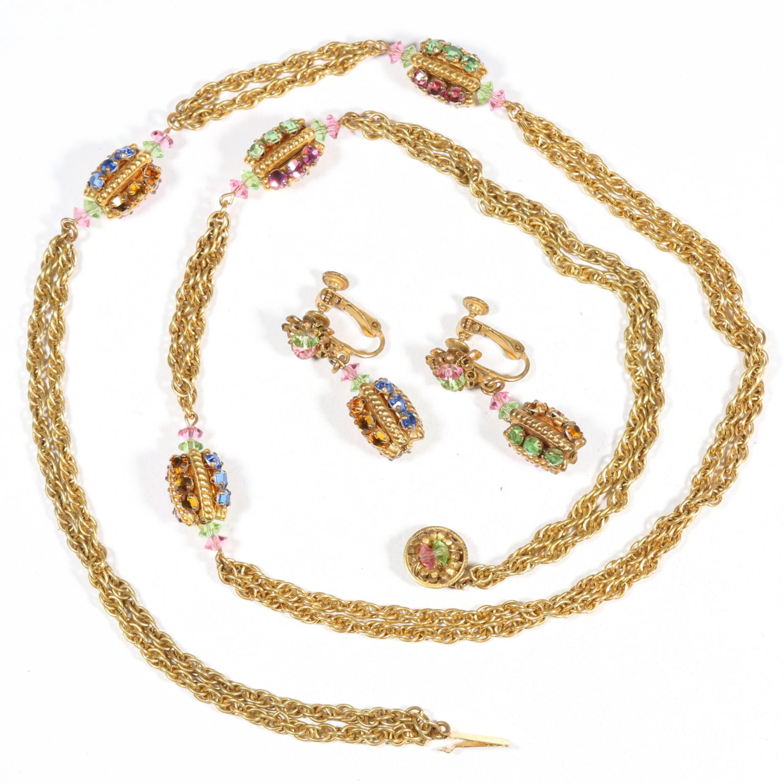 Miriam Haskell multicolor beaded necklace and bracelet. 29"Long (necklace) (1 of 13)