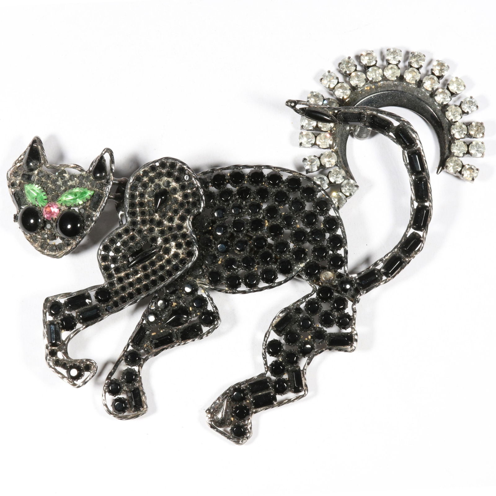 David Mandel The Show Must Go On! GIANT black cat trembler brooch covered in cabochons and (1 of 12)