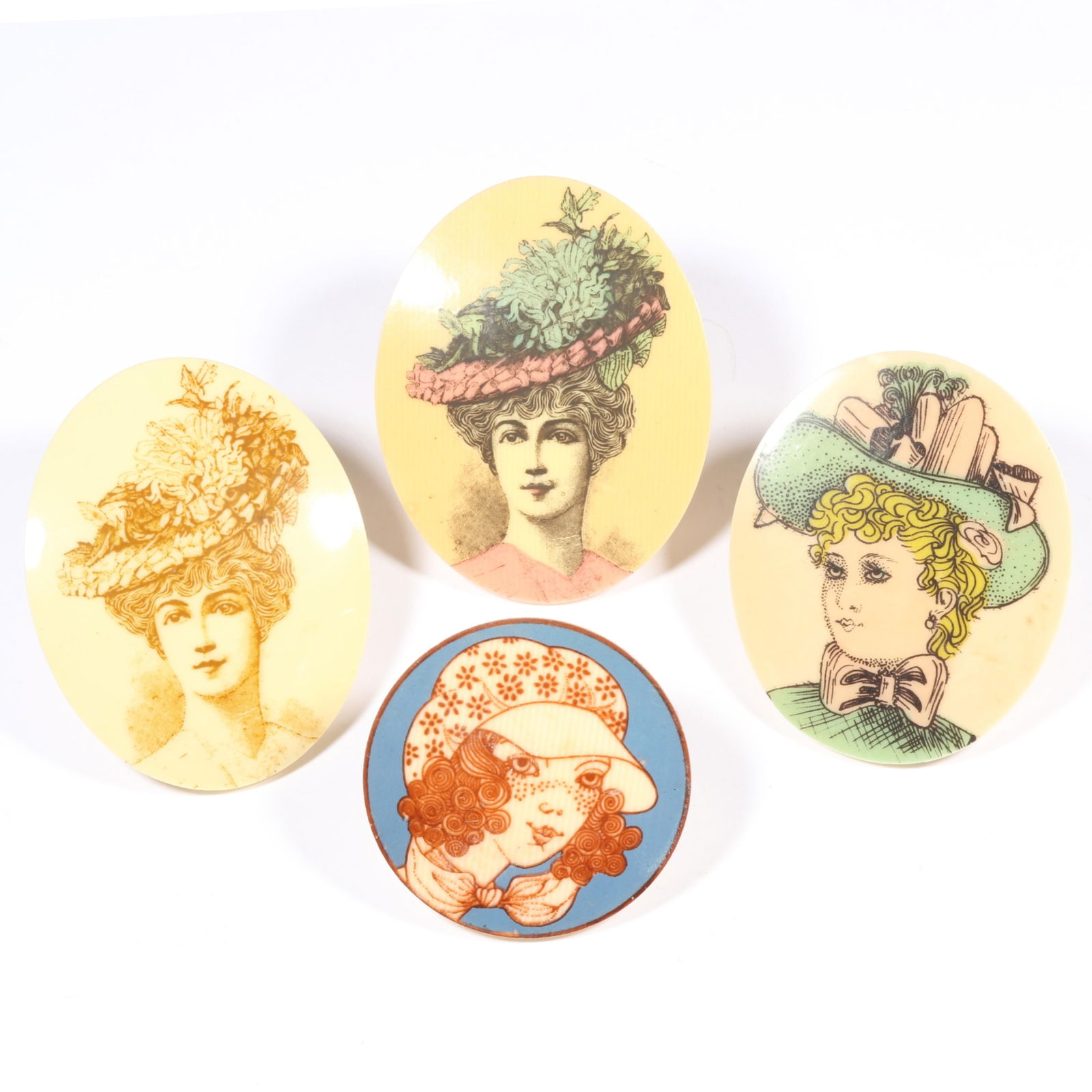 Early unsigned 1960's Lea Stein Serigraphy portrait brooches. 2 1/2"H x 2"W (largest) (1 of 18)