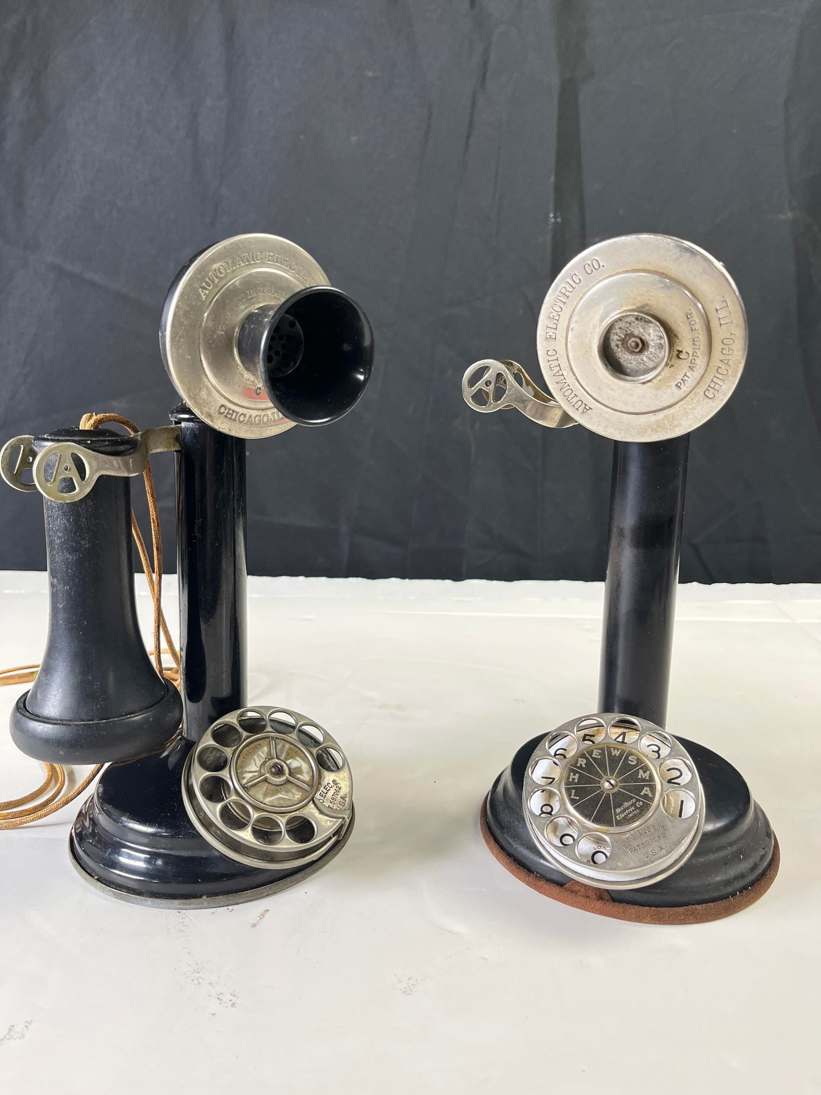 2 antique Automatic Electric Company candlestick telephones, late 1890s-1940s (1 of 11)
