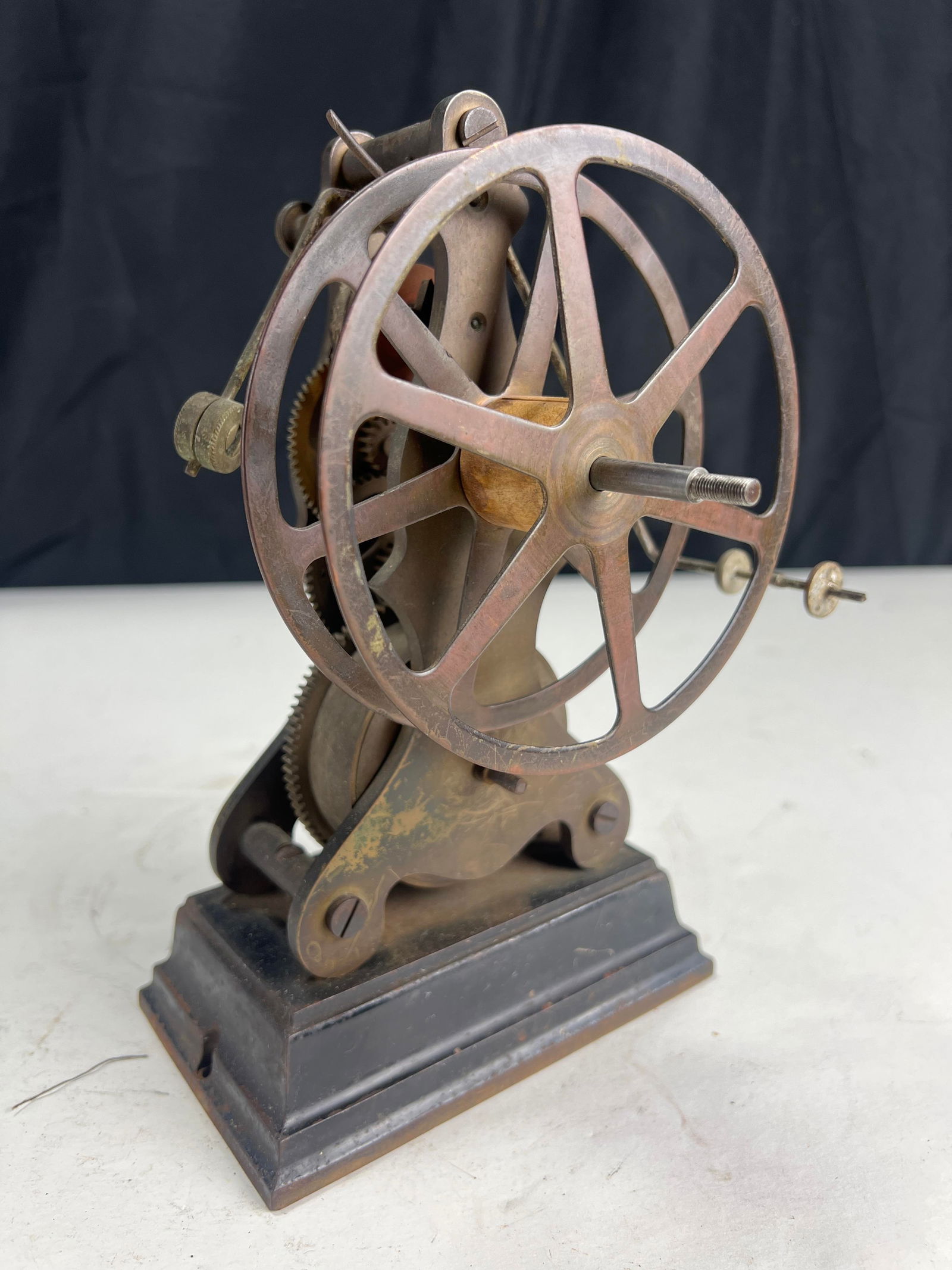 Gamewell F.A. Telegraph company code recorder, Fire Alarm Register with Take-Up Reel. Brass winding (1 of 9)
