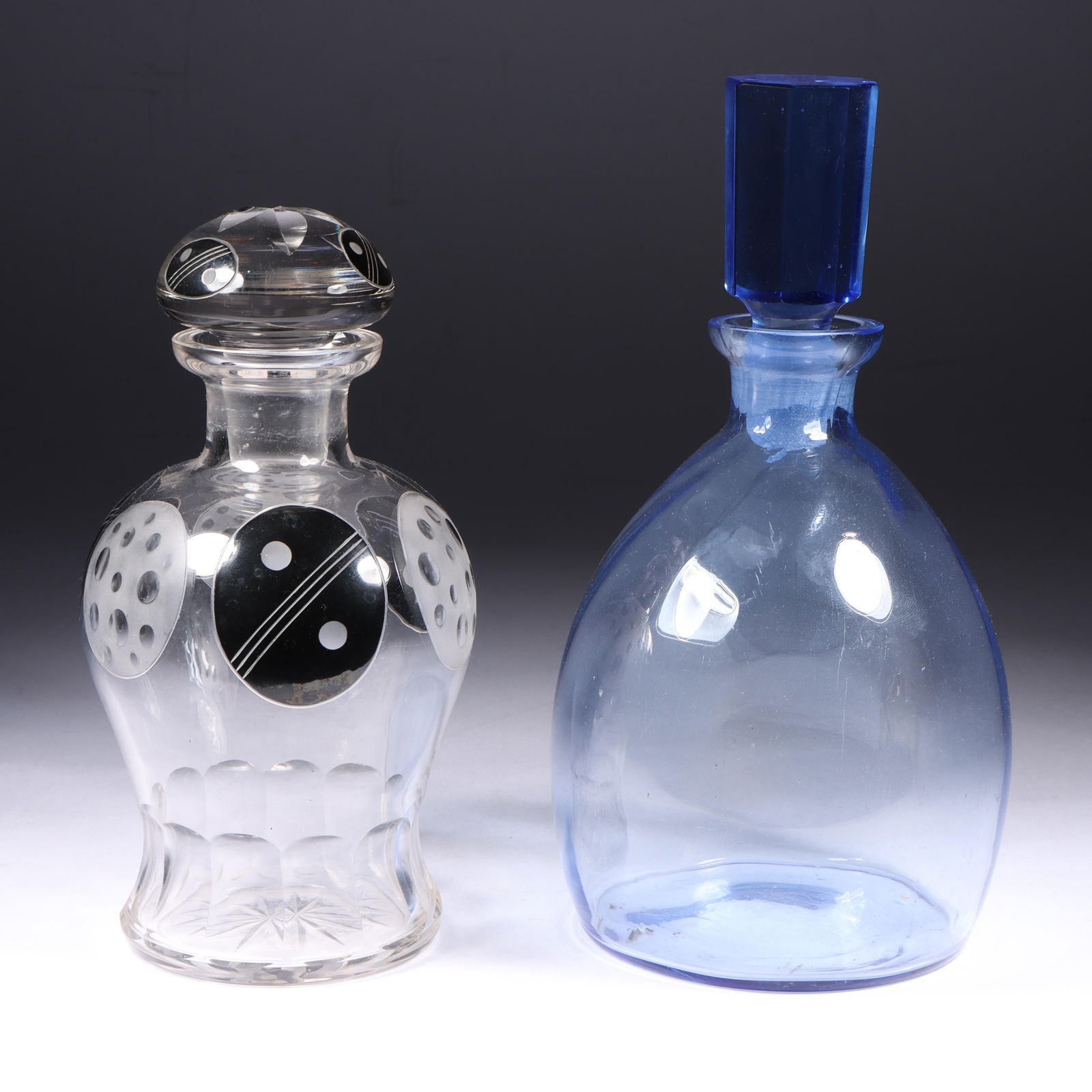 Two Glass Decanters 8"H x 4 1/2"W (larger) (1 of 7)