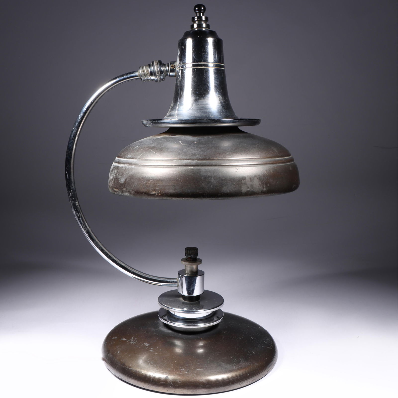 Art Deco Markel Corporation Chrome Desk Lamp 14"H x 7"Diam. (1 of 11)