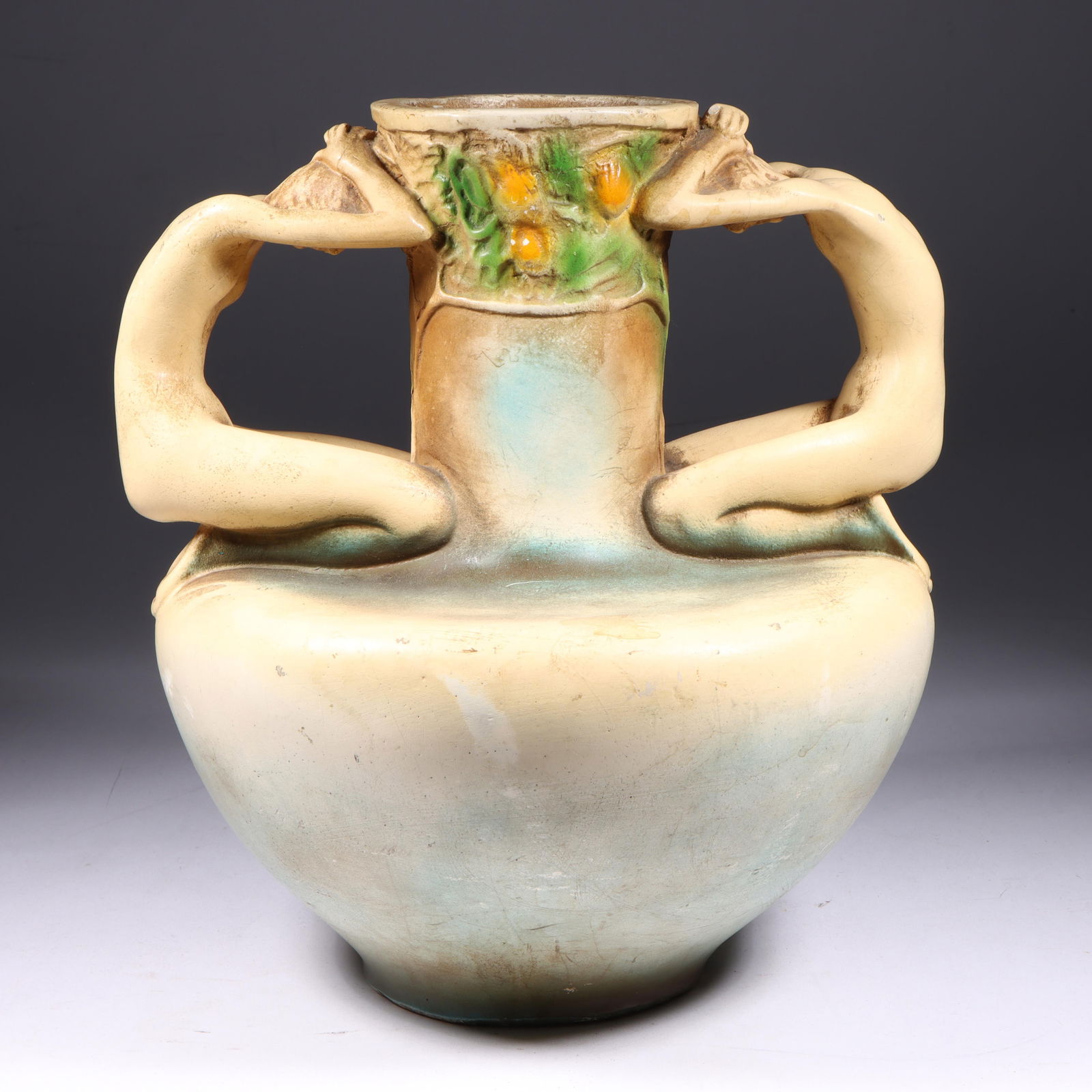 Art Deco Plaster Adam & Eve Vase 10 1/4"H x 8 3/4"W: Art Deco Plaster Adam & Eve Vase Provenance Charles Alexander, Indianapolis, IN 10 1/4"H x 8 3/4"W