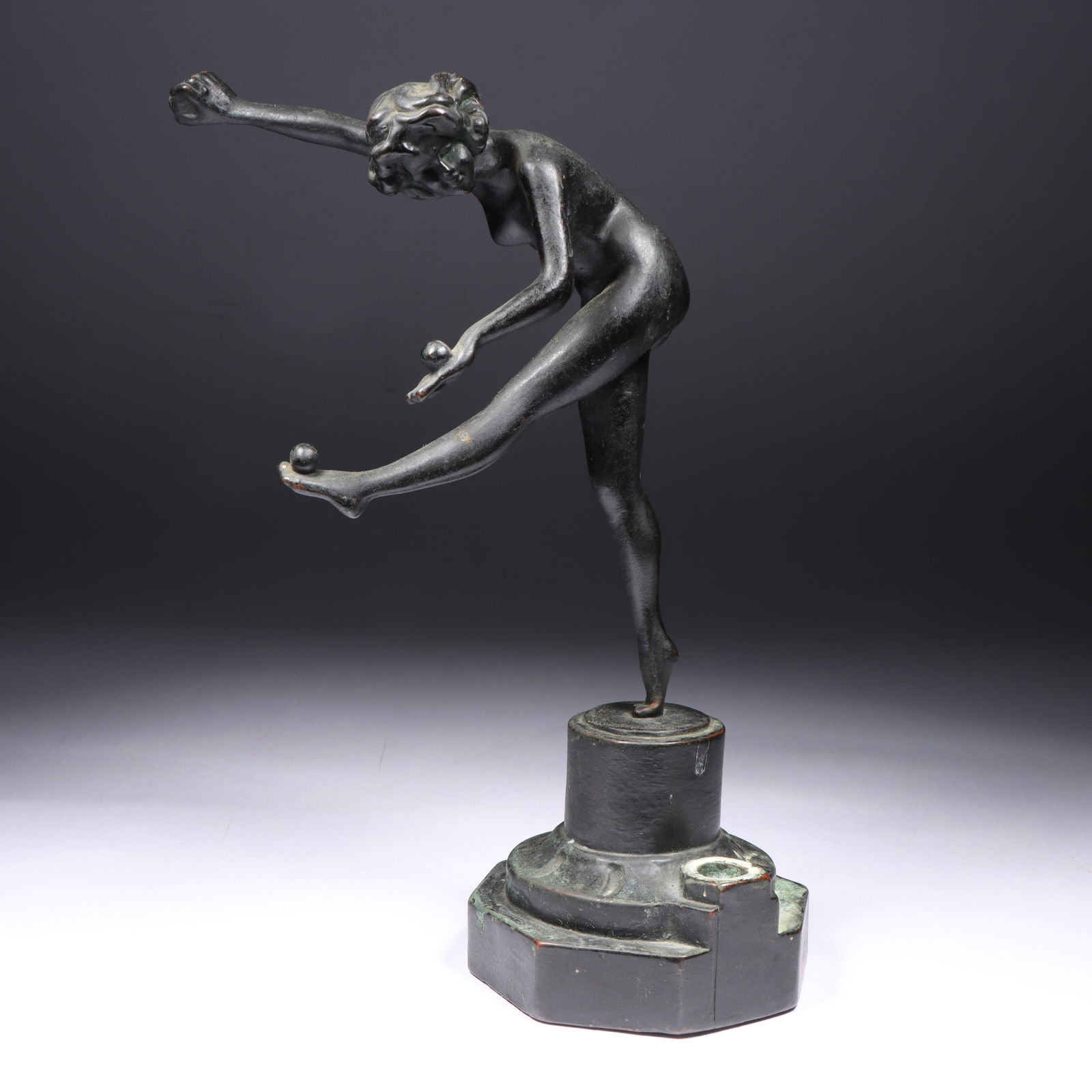 Bronze-clad Acrobat Dancer juggling balls; after Jeanne Colinet 8 1/2"H x 5 1/2"W (1 of 11)