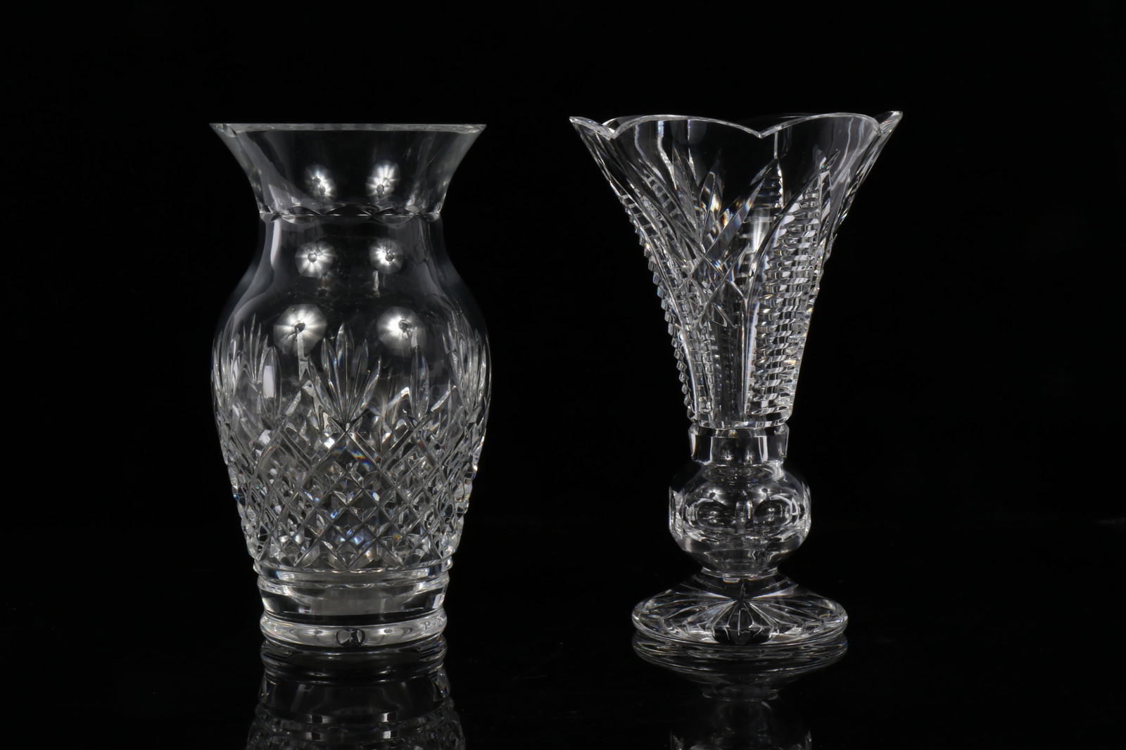 Waterford Crystal, 2pc: Clare footed vase, Killarney vase 8"H x 5"Diam. (One) (1 of 10)