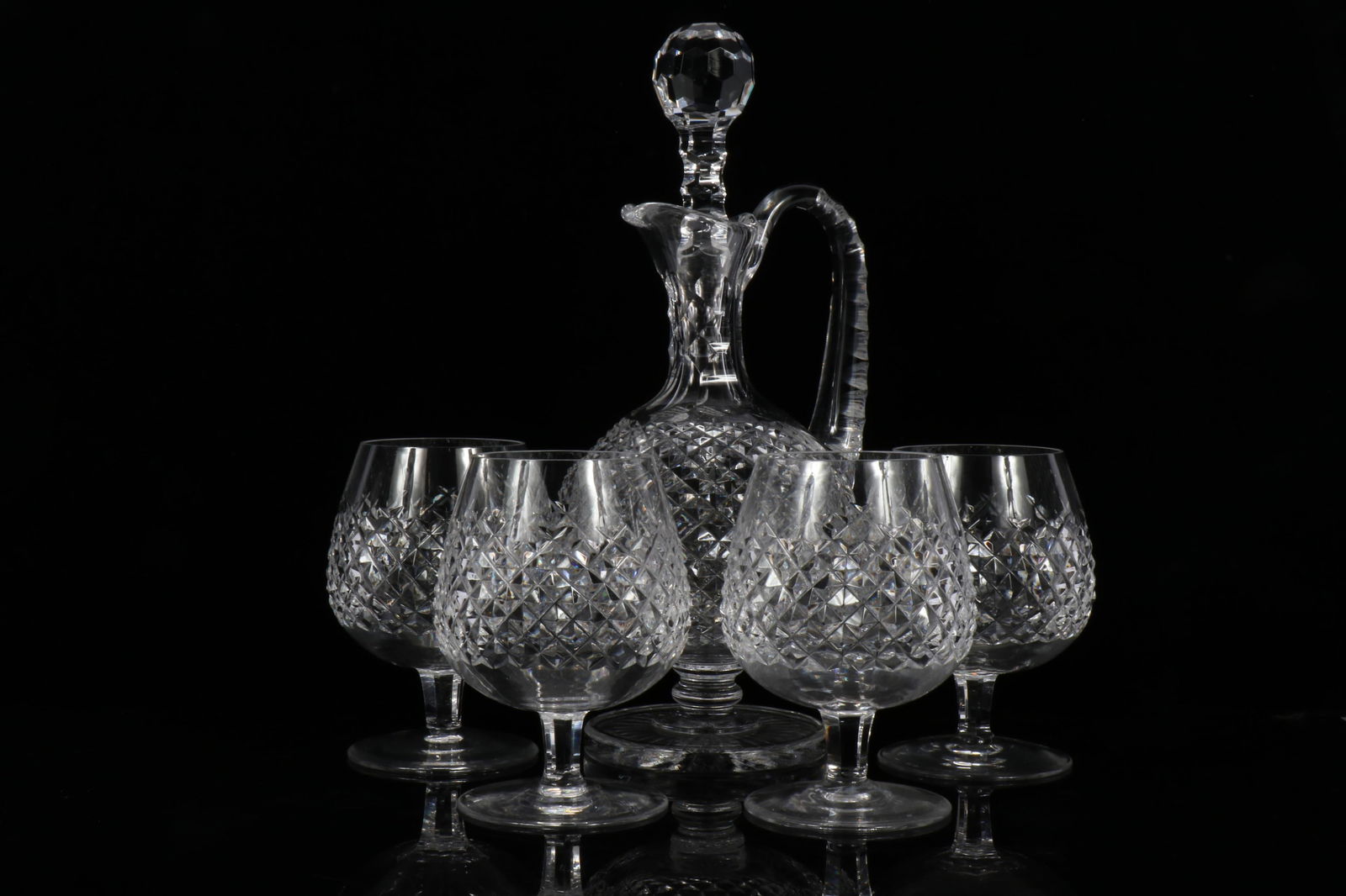 Waterford Crystal 5pc: Prestige Collection claret decanter and 4 Alana brandy snifter glasses 12"H x (1 of 9)