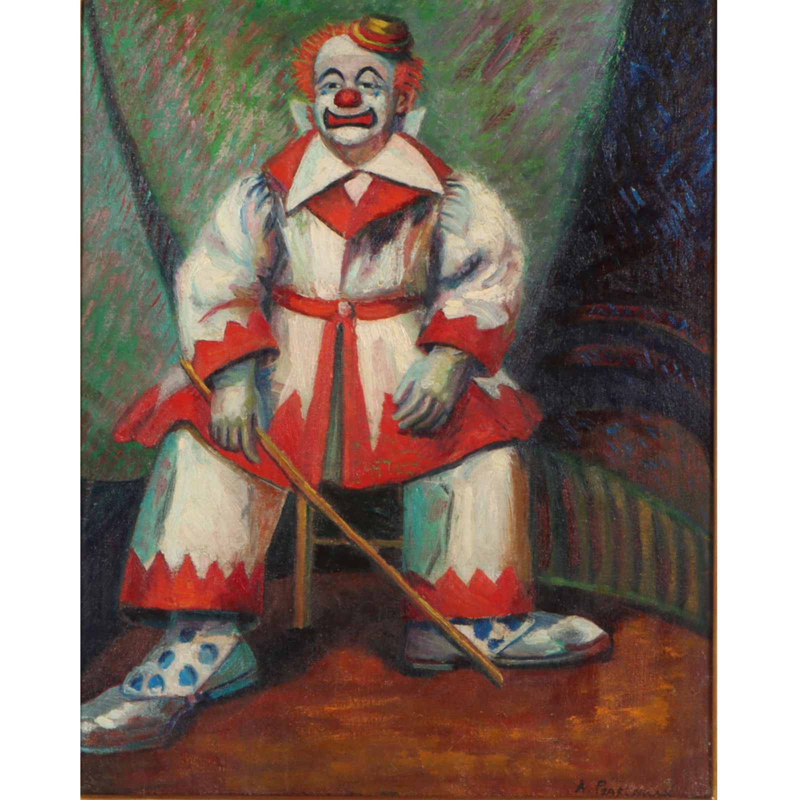 Anna Pearlman, (20th century), Circus Clown, oil on board, 19 1/2?H x 15 1/2?W (sight); 26 3/4?H x (1 of 10)
