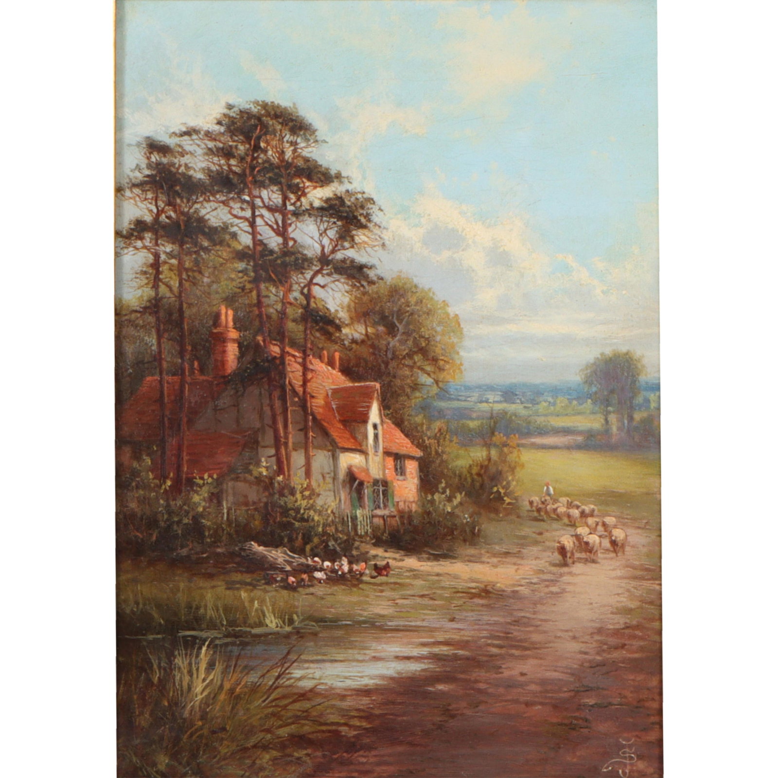 Sydney Yates Johnson, British (fl. 1890-1926), pastoral landscape with cottage, oil on canvas, 13 (1 of 11)