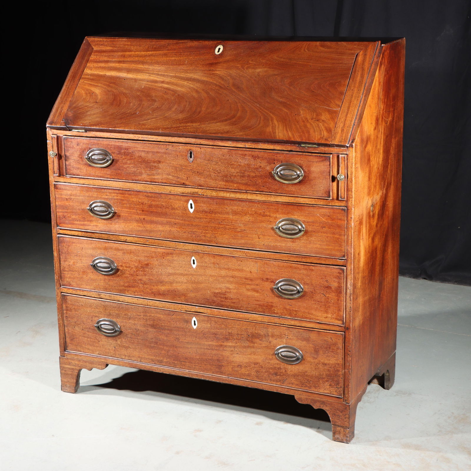 Georgian / Federal mahogany drop front bureau secretary writing desk with four drawers 45 1/4?H x (1 of 19)