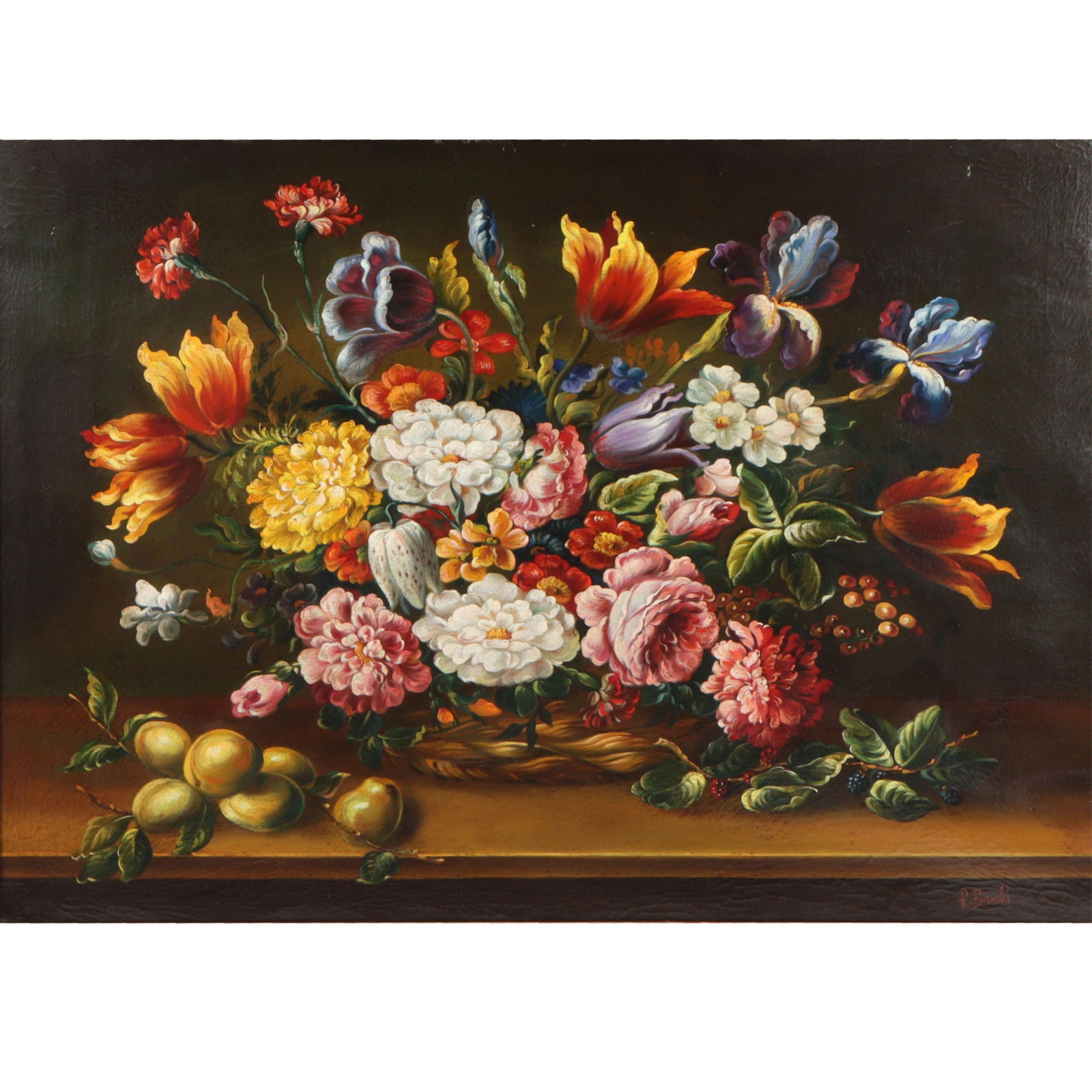 Riccardo Bianchi, Italian (1854 - 1936), floral still life, oil canvas, 19 1/4?H x 27?W (sight), 23 (1 of 9)