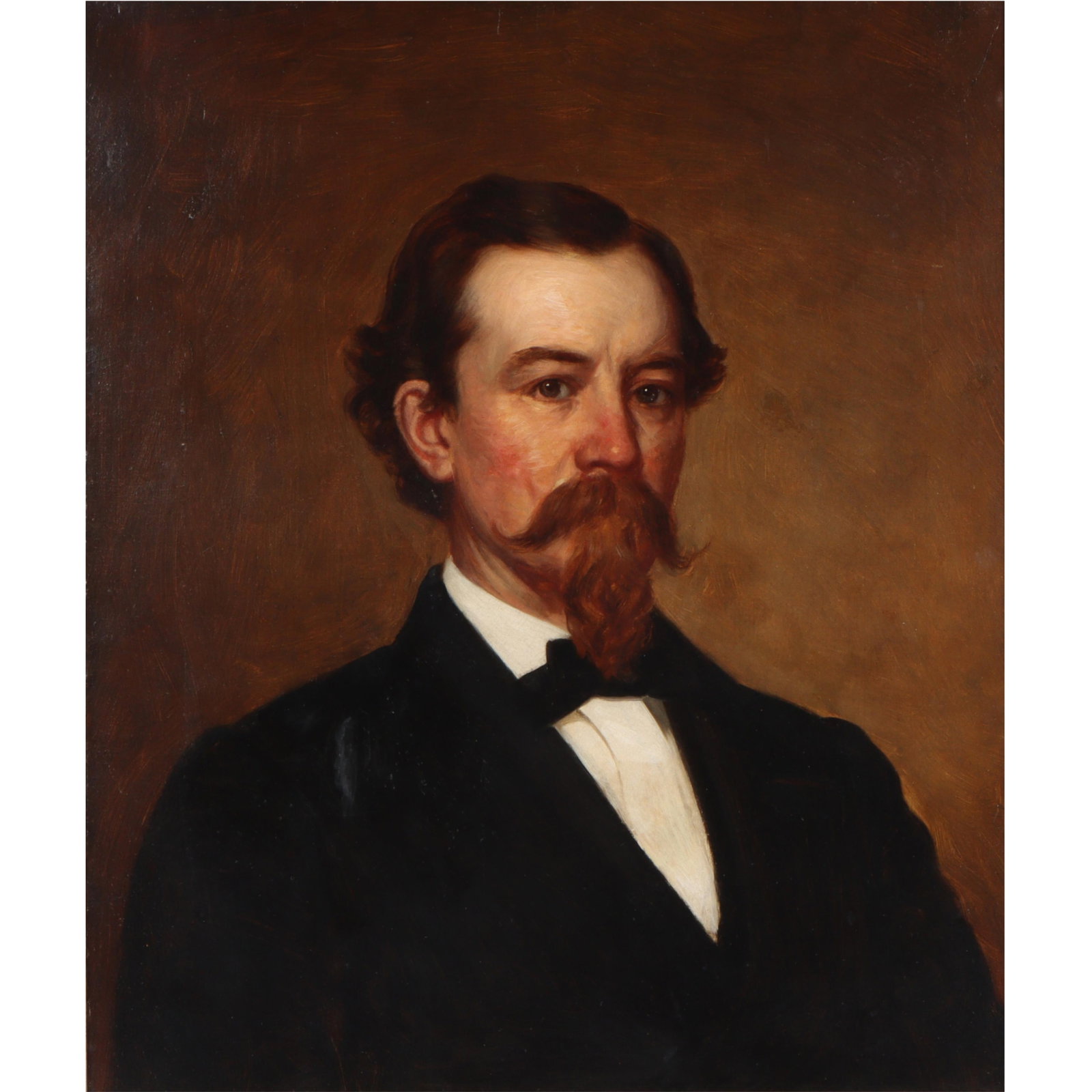 Antique 19th Century portrait of a gentleman with curled mustache, oil painting on canvas 25 1/2? H (1 of 10)