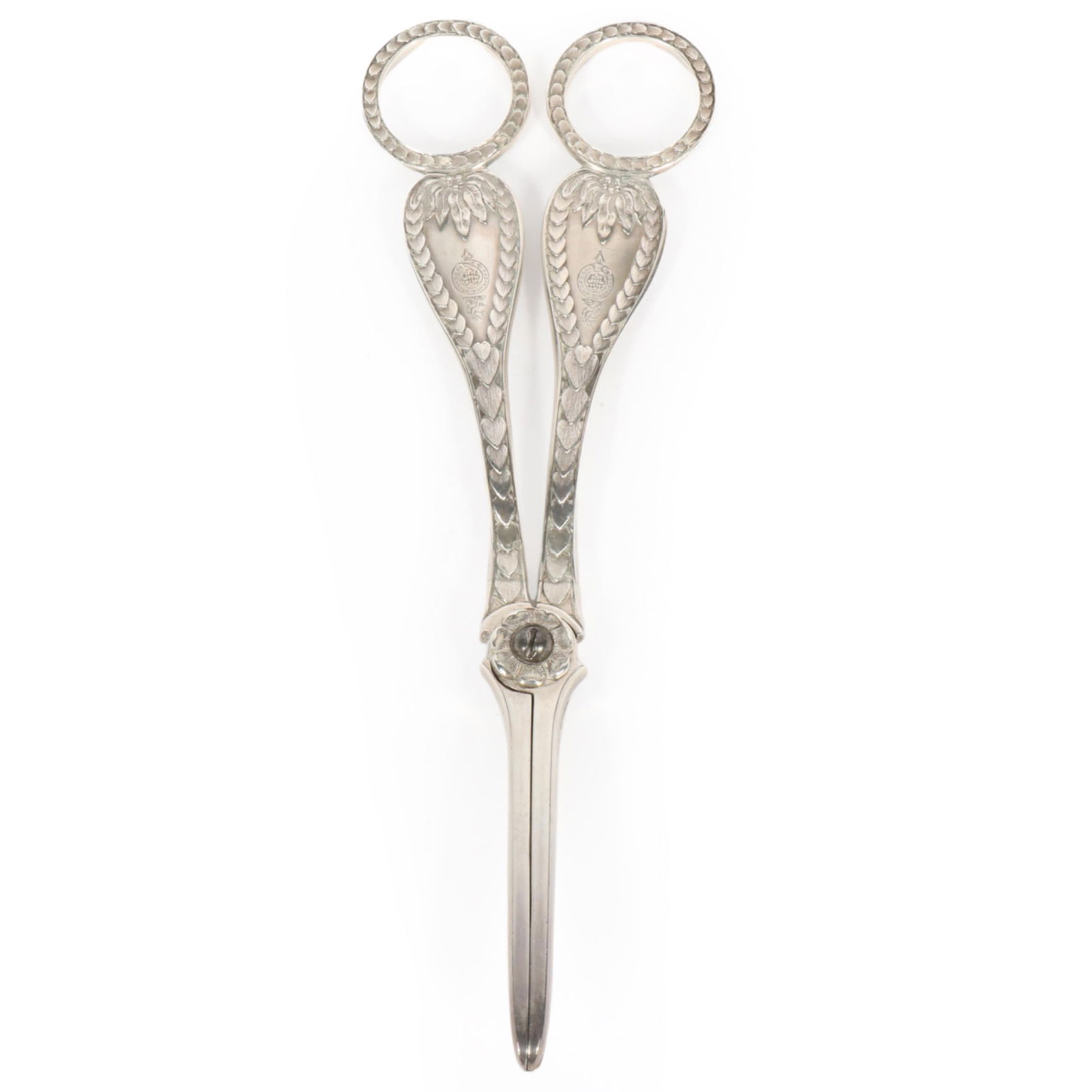 Antique Late Victorian English sterling silver grape shears scissors, George William Adams, London (1 of 11)