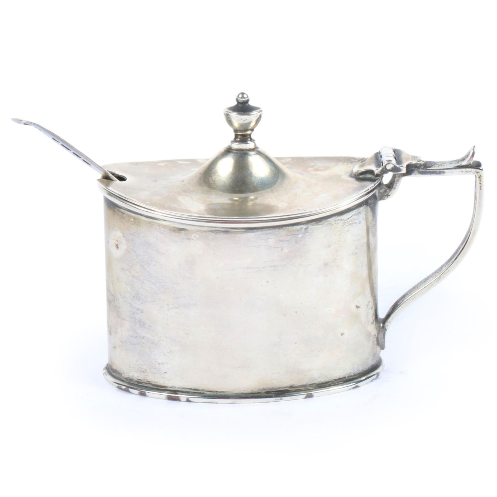 Payton, Pepper & Co. Edwardian sterling silver mustard pot with cobalt blue glass liner, Chester, (1 of 15)