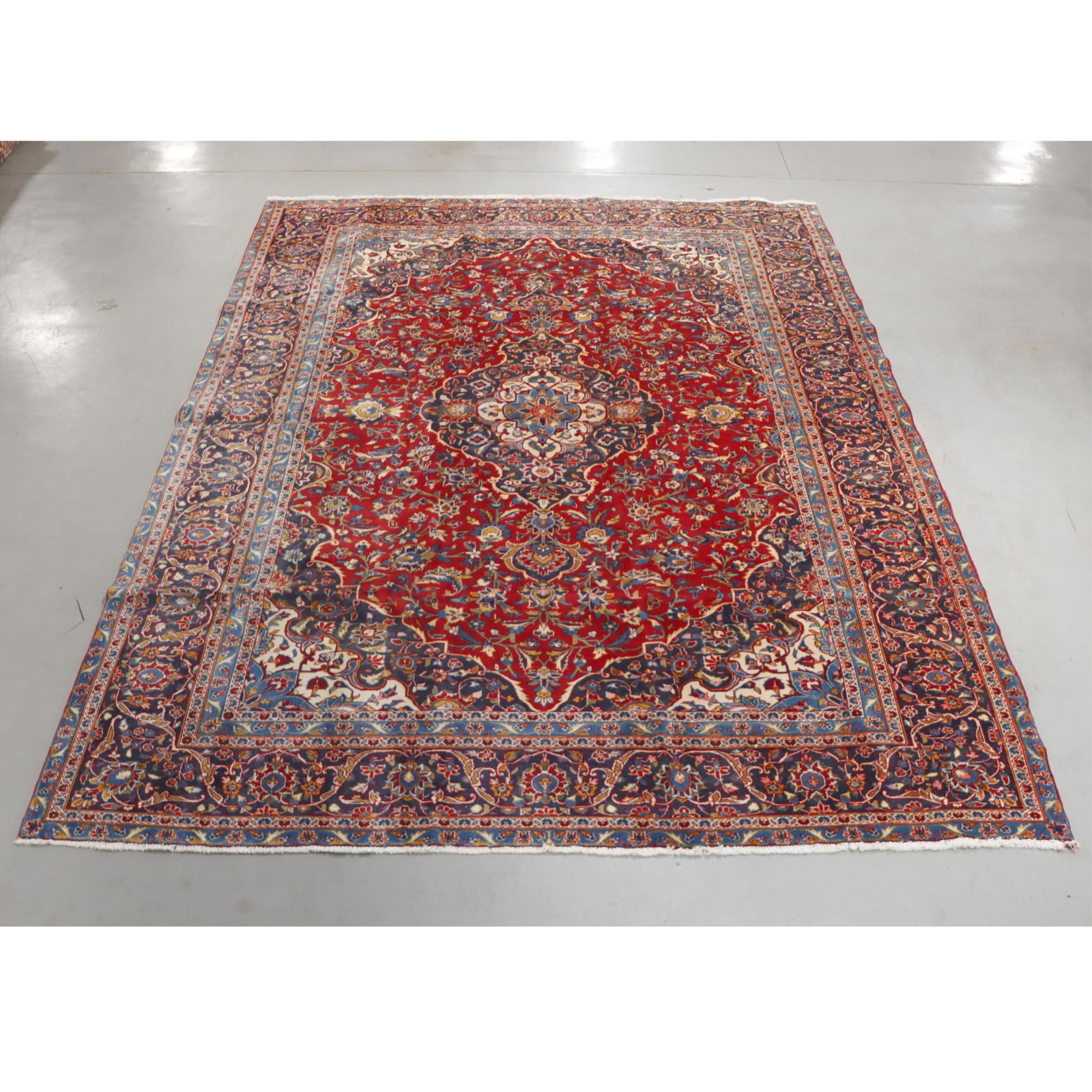 Persian red ground Kashan room size estate carpet / rug, 10x13. 9' 6"H x 12' 10"W (1 of 11)