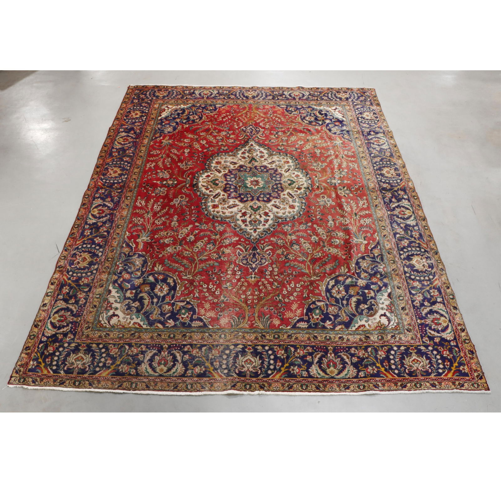 Persian red ground Tabriz room size estate carpet / rug, 10x13. 9' 7"H x 12' 9"W (1 of 10)